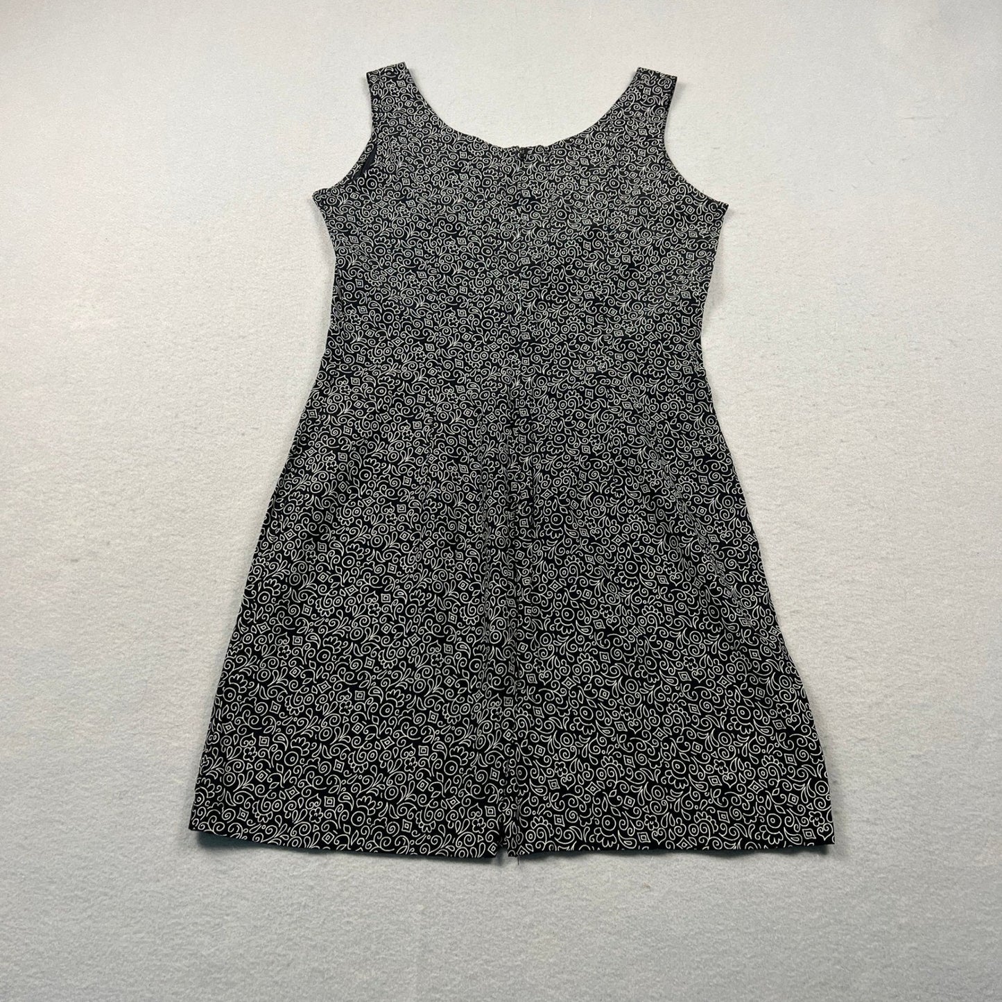 VTG 90s Rampage Mini Dress Womens 11 Black White Paisley Scroll Sleeveless