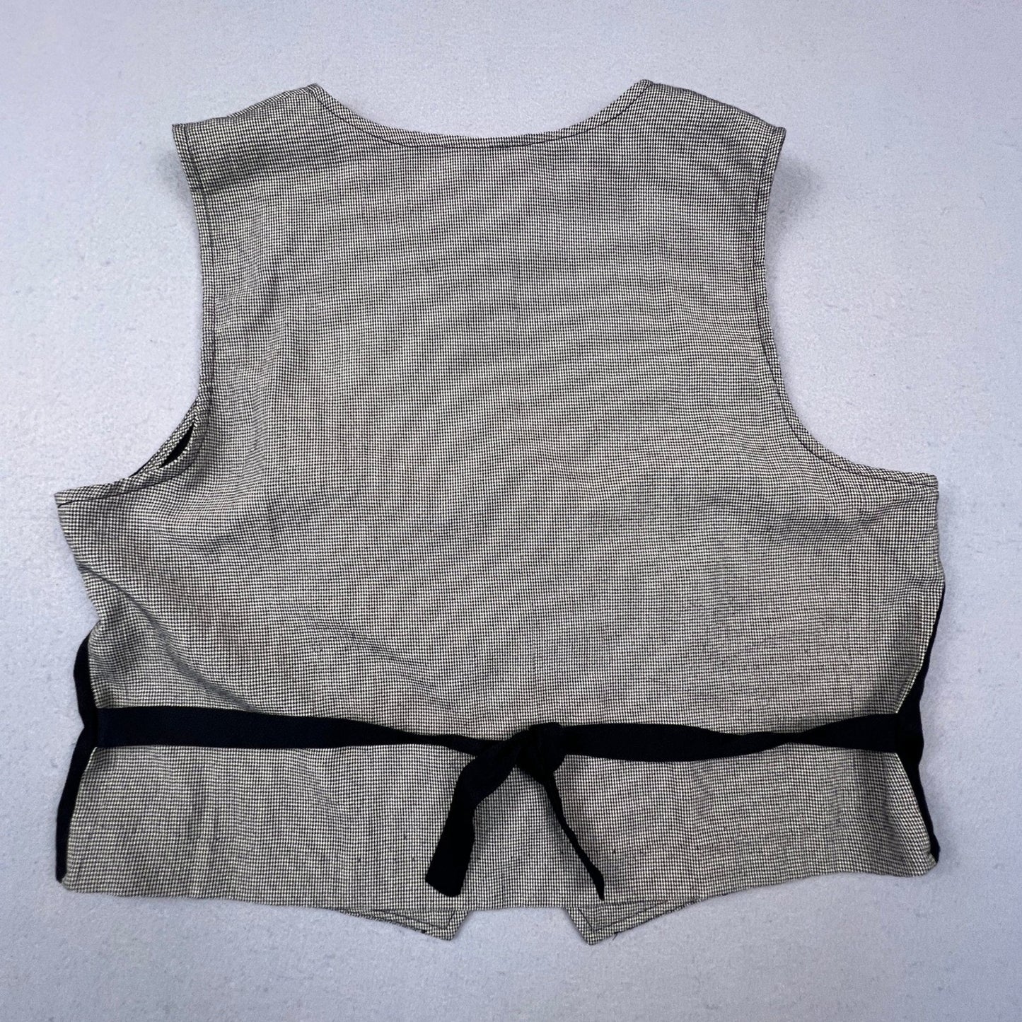 VTG 90s Miss Dorby Vest Women 14 Black White Houndstooth Embroidered Floral