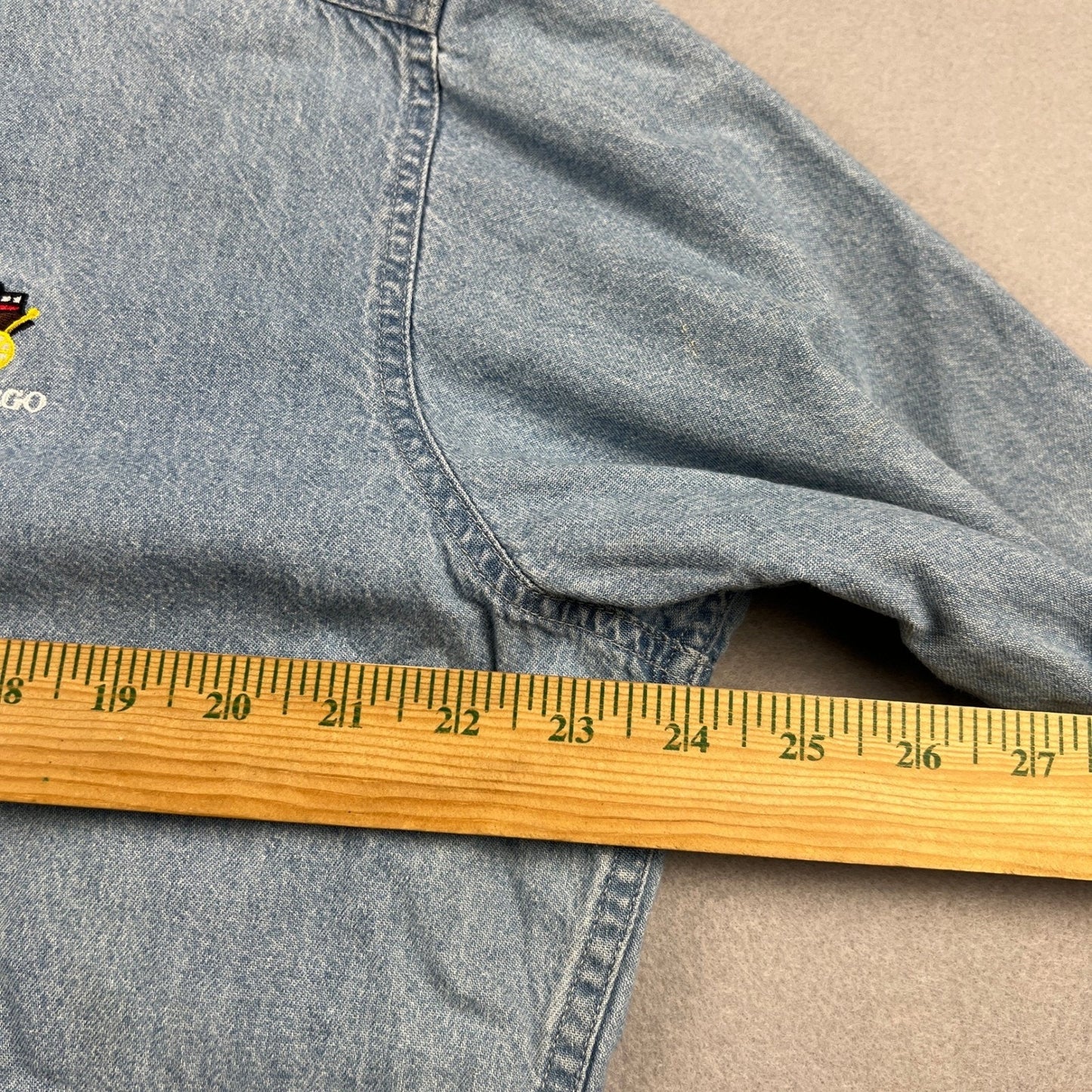 Port and Company Denim Shirt Mens XL Wells Fargo Embroidered Workwear Casual