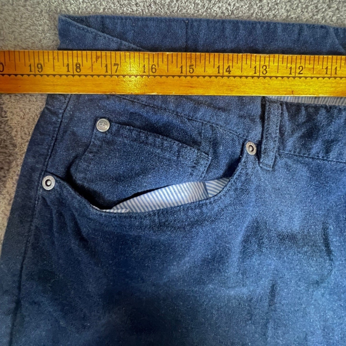 Peter Millar Mens Casual Pants 38 Navy Blue Five Pocket Brushed Cotton Blend