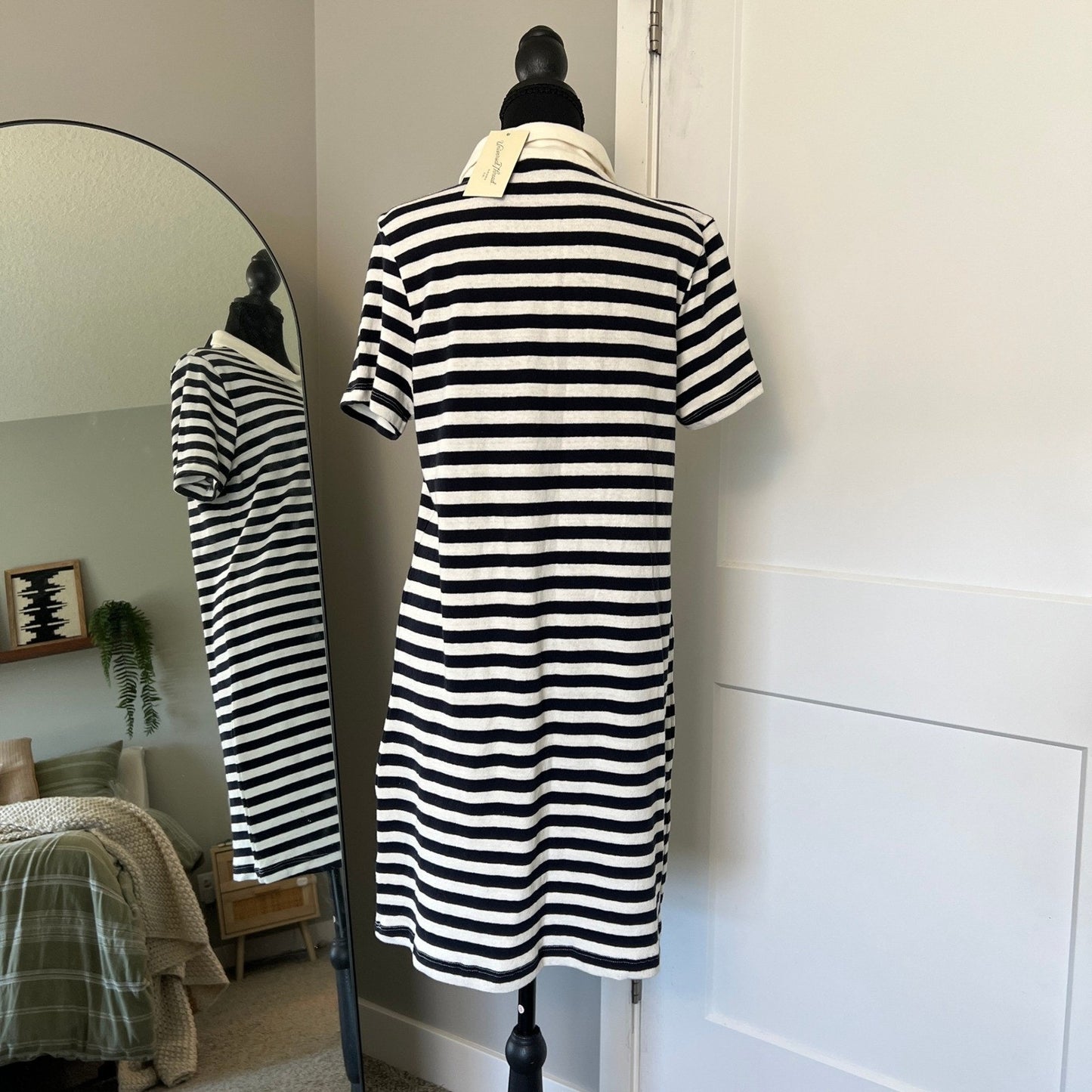Polo Dress Knit Preppy Medium 100% Cotton Striped Mini Universal Thread