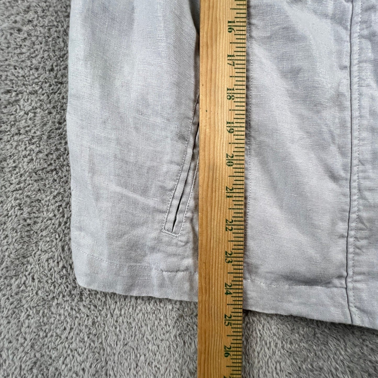100% Linen Summer Jacket Womens 2 Large Gray Utility Quite Luxury Minimalist