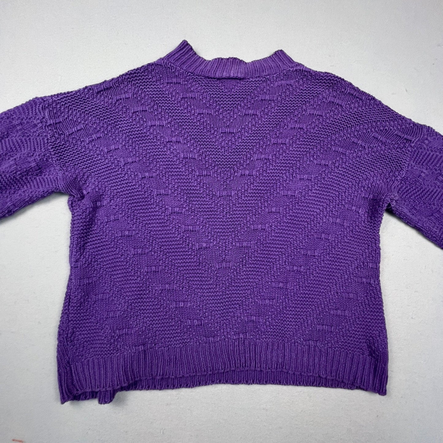VTG L.S.A. Classics Knit Sweater Womens XL Purple Textured Cotton USA Made