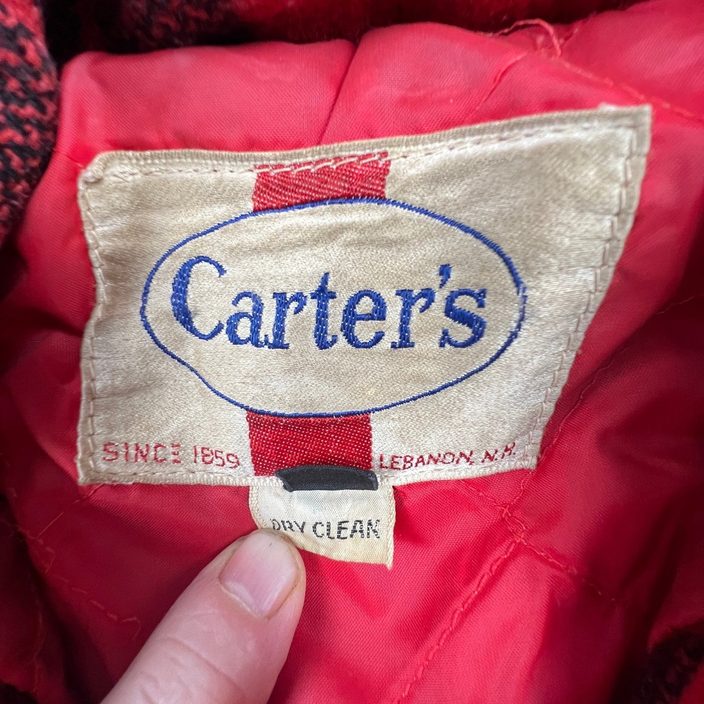 Vintage Carters Hunting Jacket Mens 44 Red Plaid Wool Buffalo Check Cruiser Coat