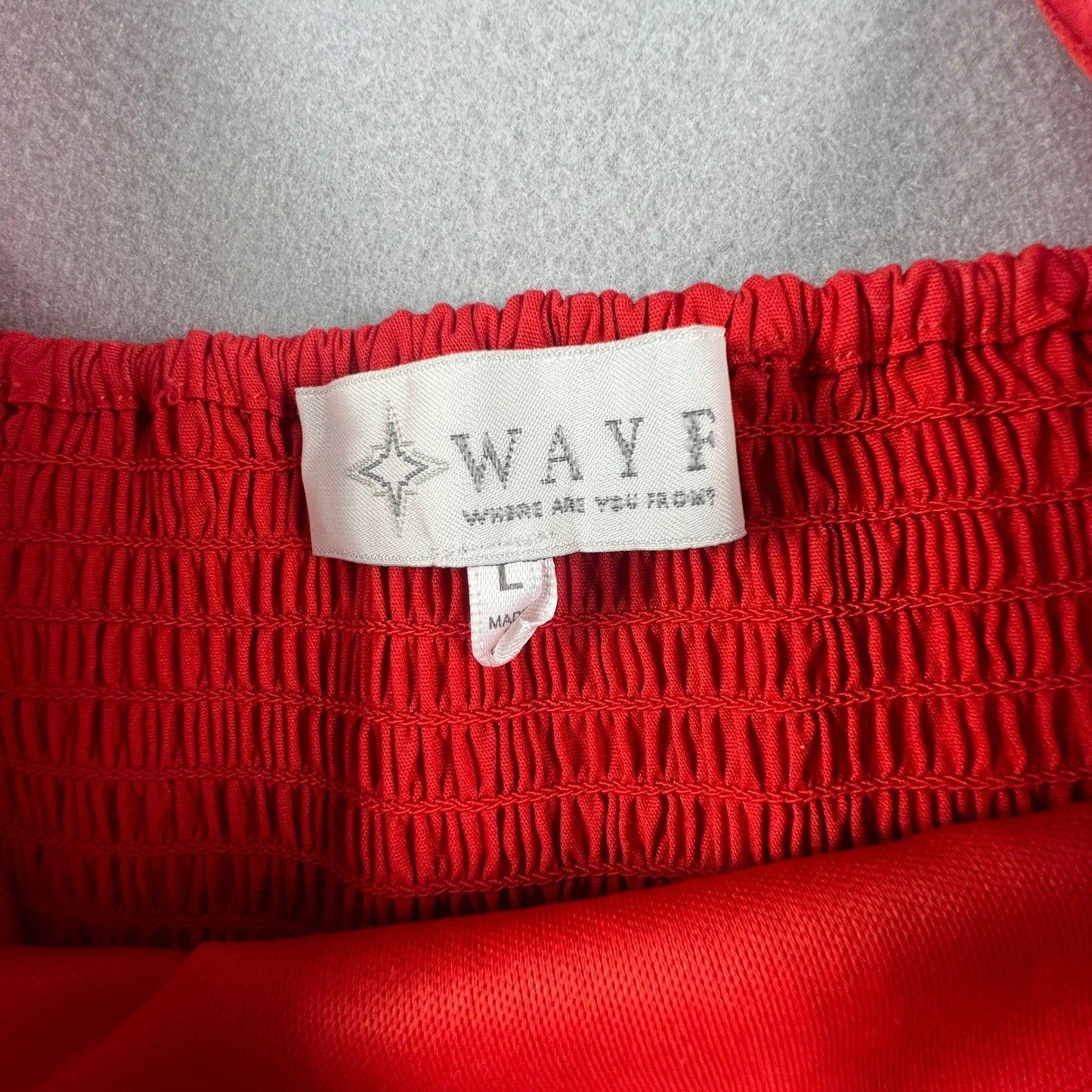 Red Cotton Blend Maxi Dress L Smocked Back A Line Summer Vacation Chic Classic