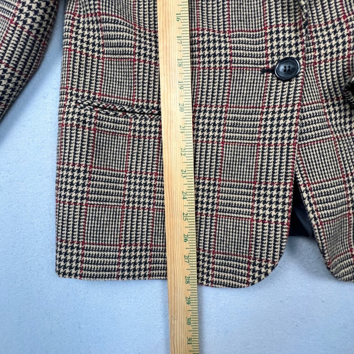 VTG 90s Preppy Dark Academia Blazer Women 14P Glen Plaid Wool Blend Business