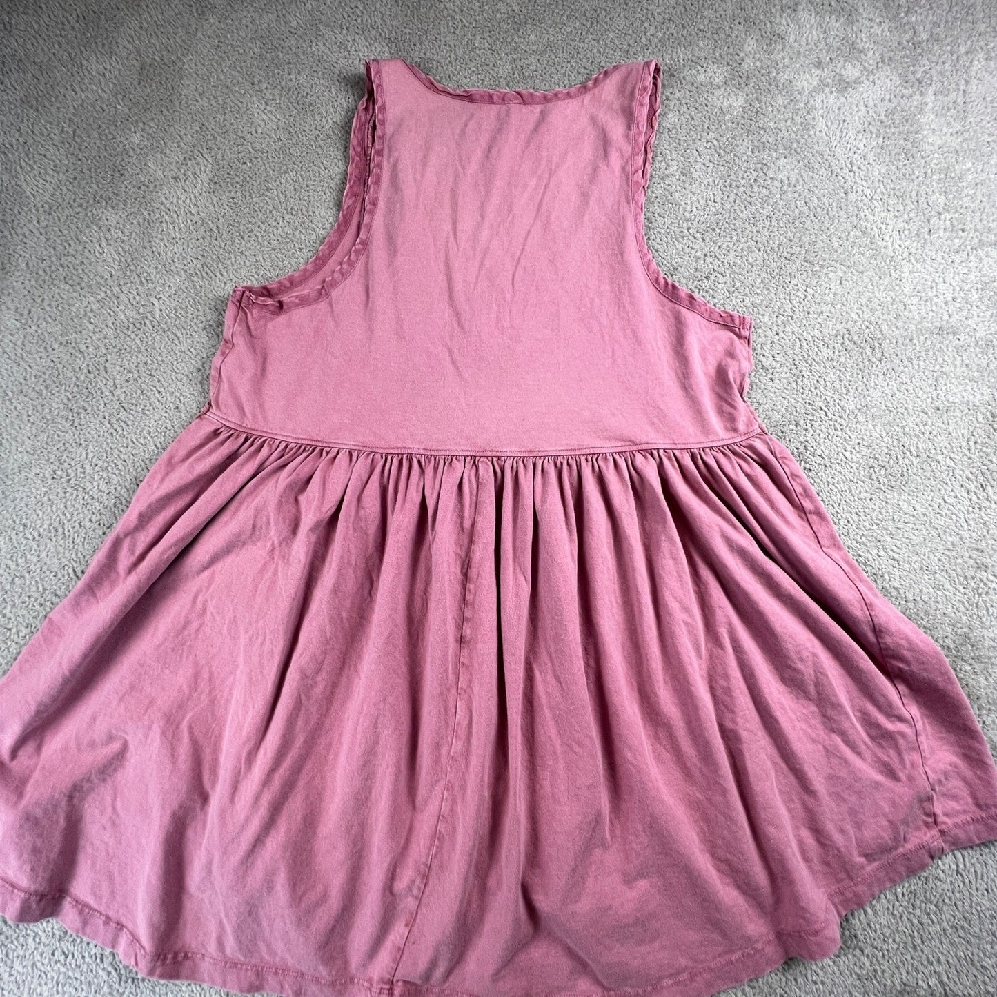 Free People Babydoll Tank Top Womens Small Pink Button Front Boho Peplum Cotton