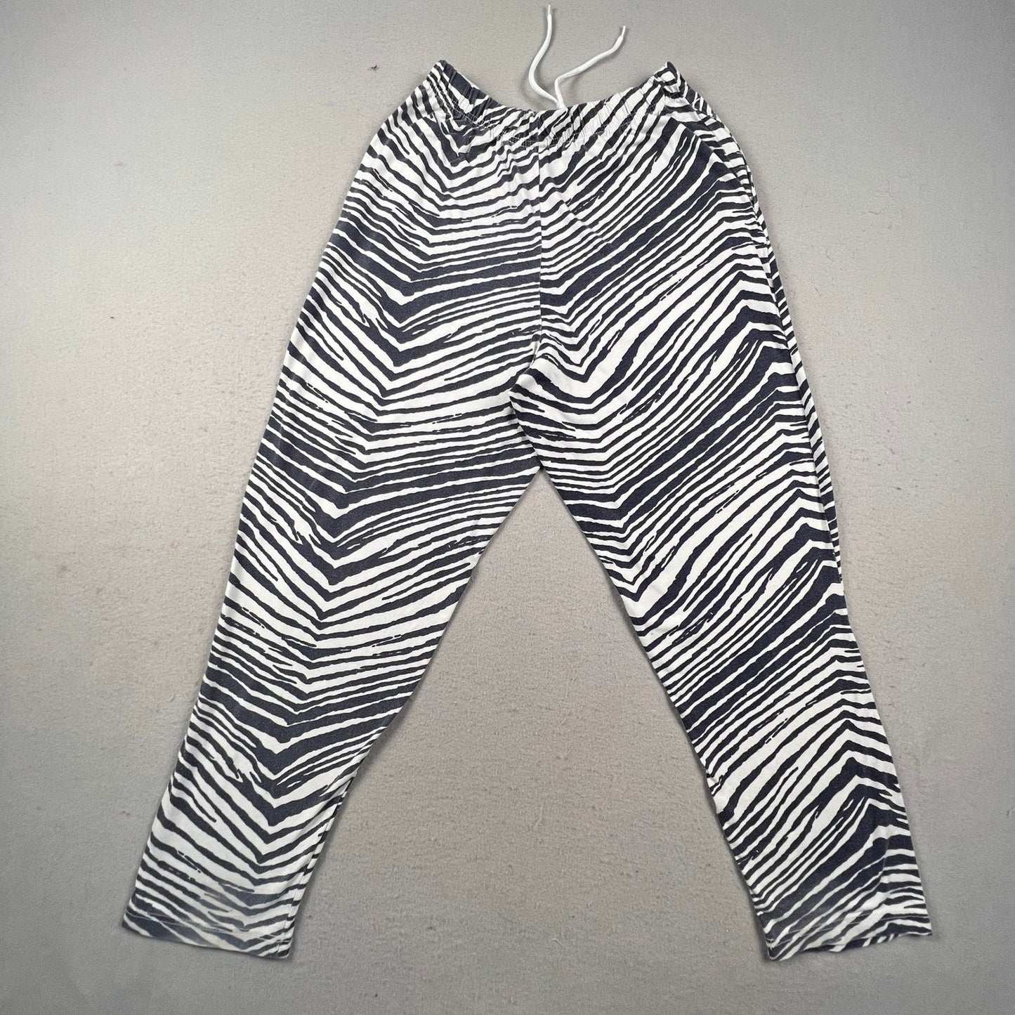 Zubaz Zebra Print Pants Mens Medium Black White Tapered Retro Loungewear Joggers