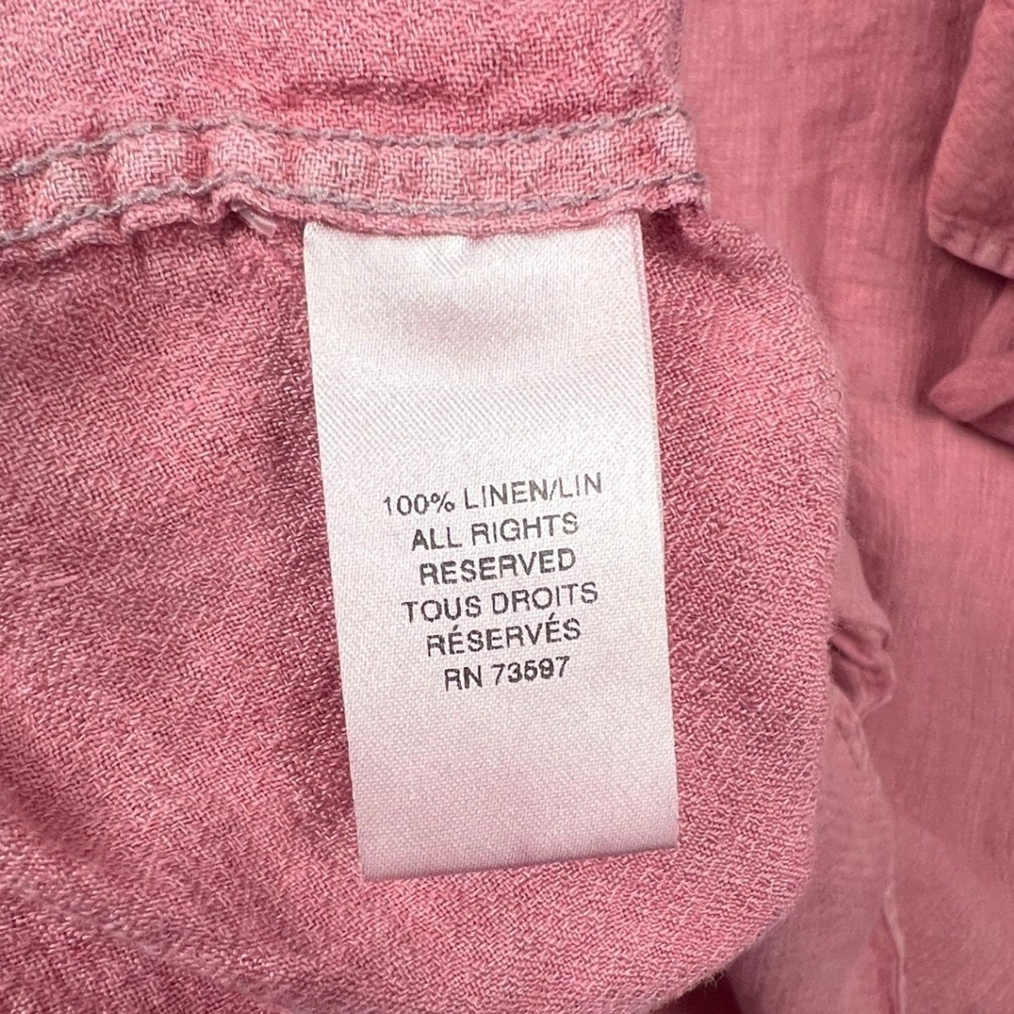 Raffi Button Down Shirt Womens Small Pink 100% Pure Linen Casual Summer