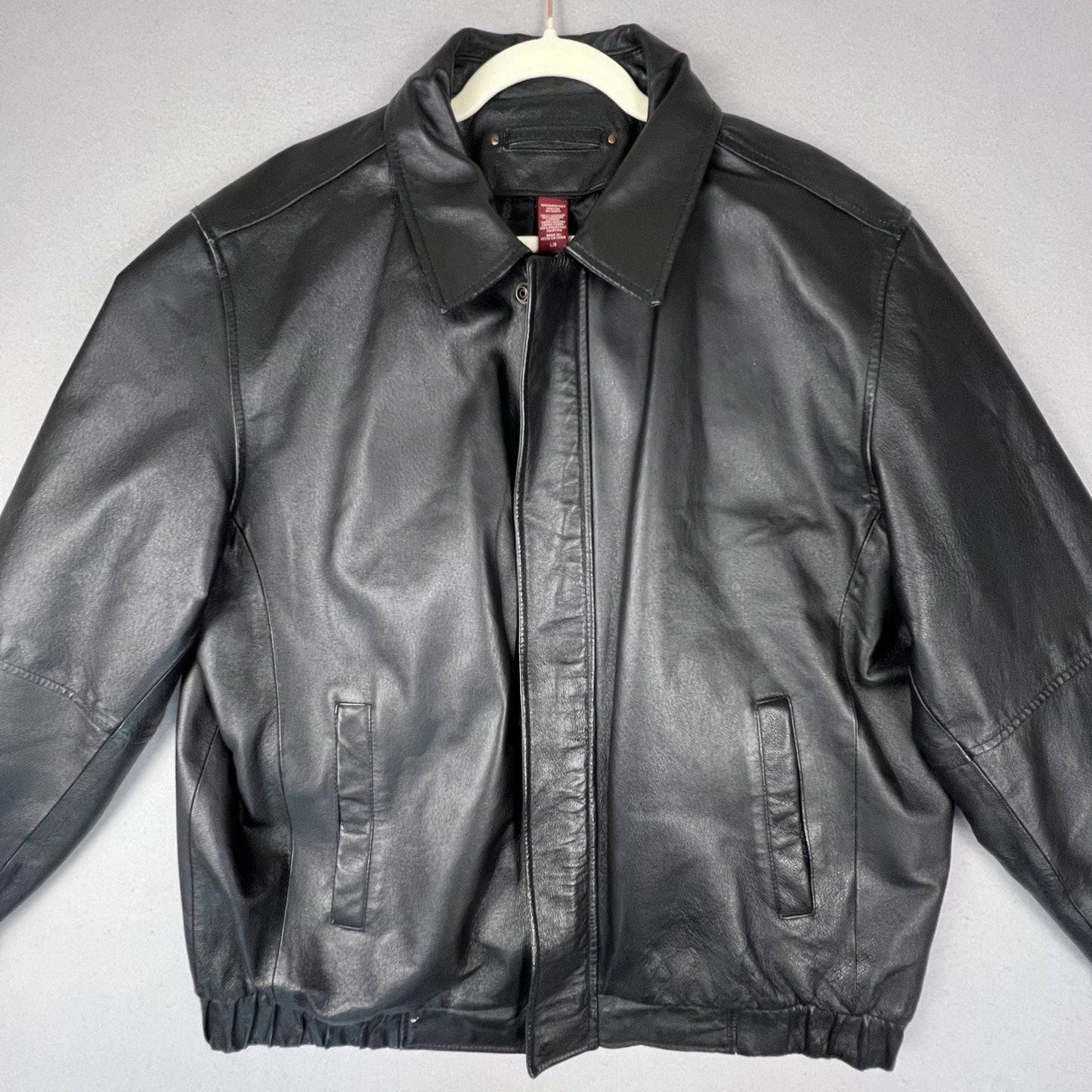 VTG Covington Leather Bomber Jacket Mens L Full Zip Classic Outerwear Gorpcore