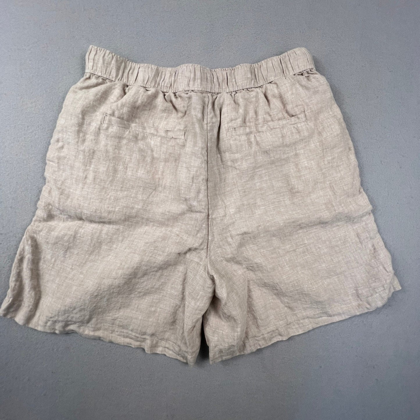 Tahari Shorts Womens M 100% Linen Elastic Waist Drawstring Casual Summer Boho