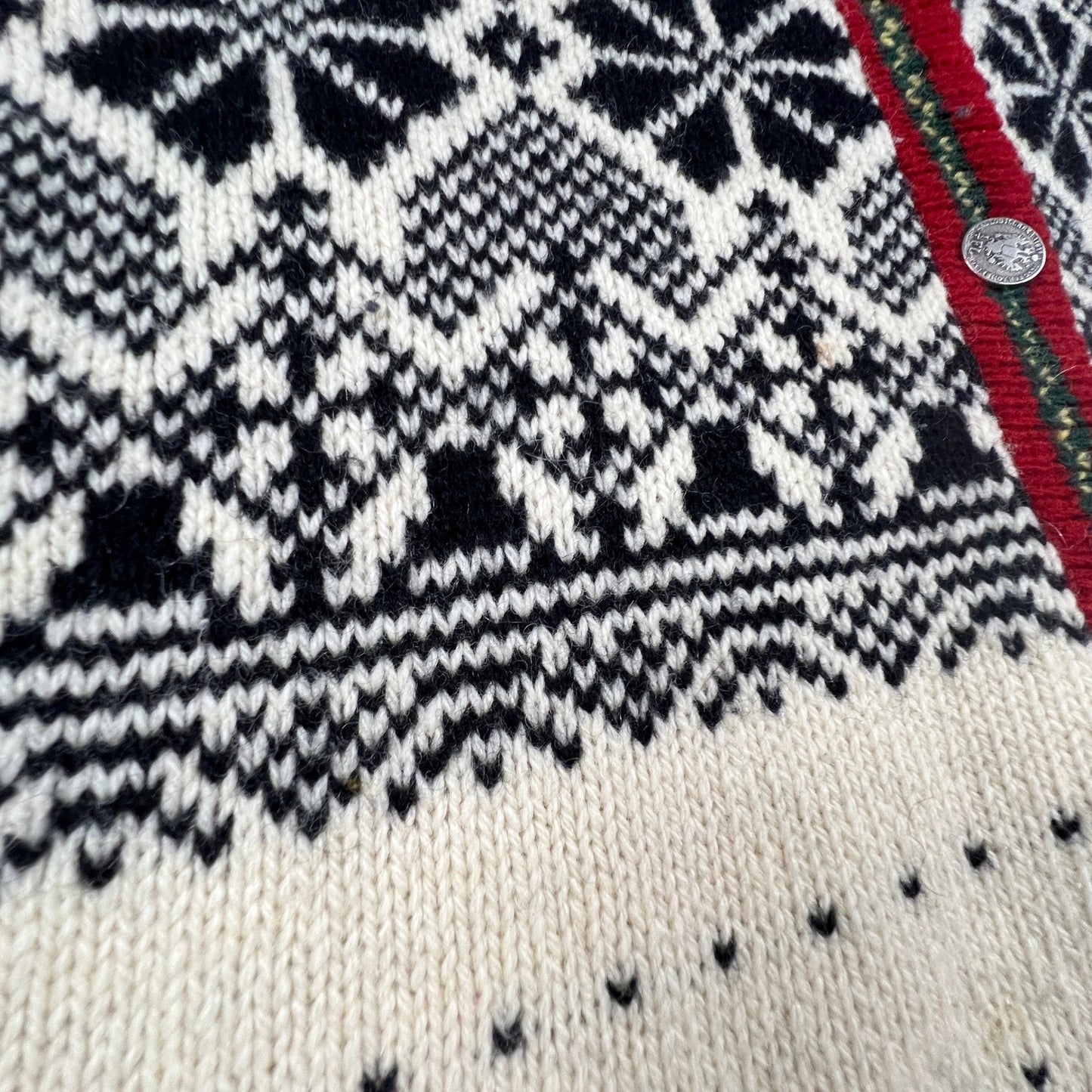 Vintage Eddie Bauer Cardigan Sweater Womens L Nordic Wool Blend Winter Snowflake