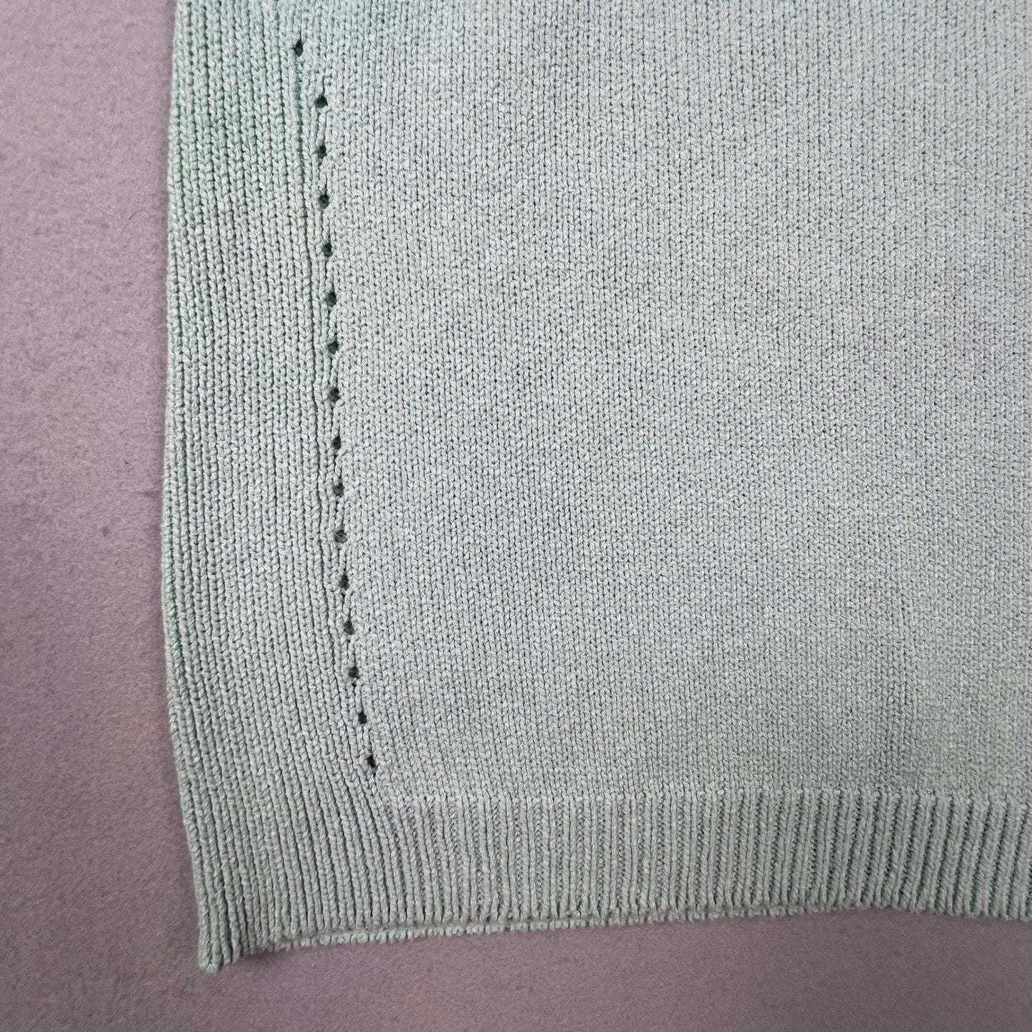 St. John Sport Knit Top Womens Medium Mint Green Square Neck Ribbed Short Sleeve
