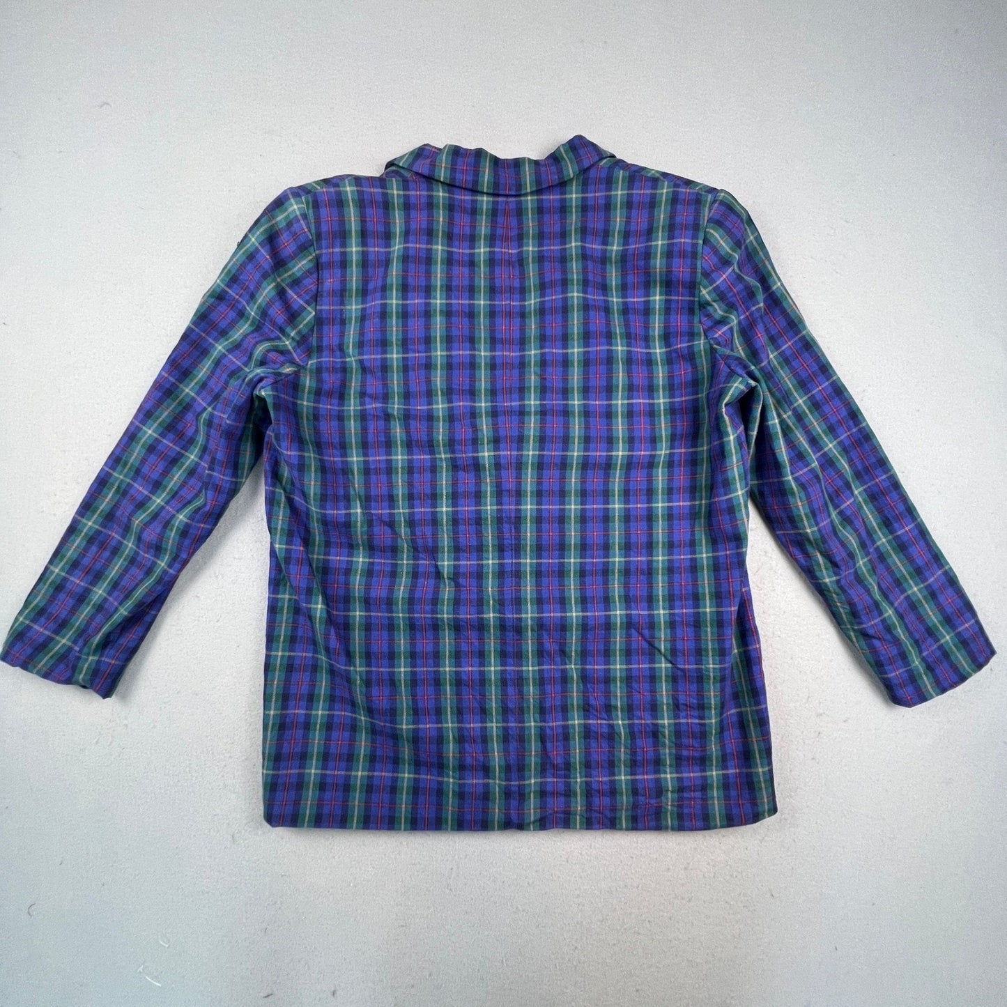 Pendleton Blazer Womens 16 Blue Plaid Cotton Gold Button Knockabouts Preppy USA