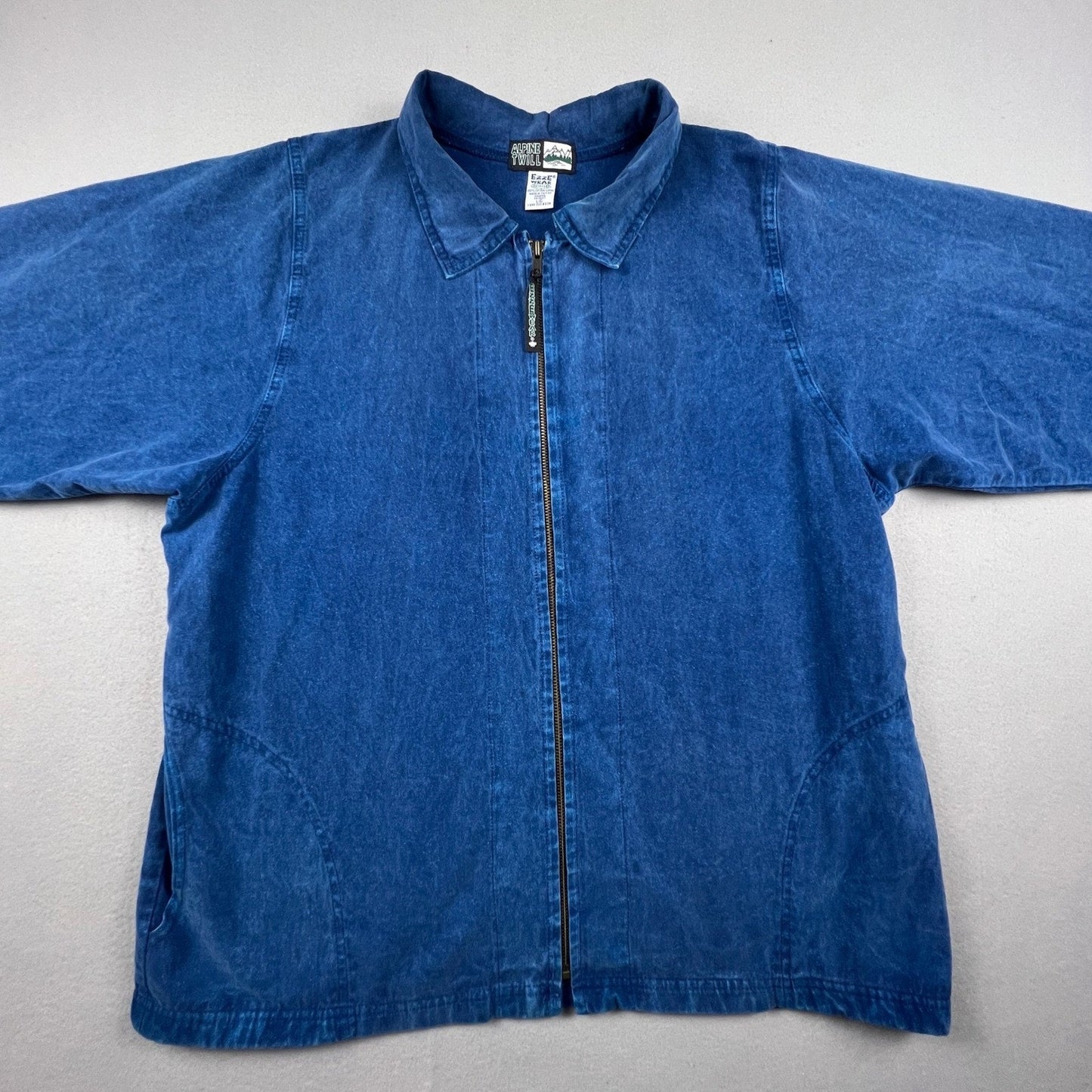Vintage Ezze Wear Alpine Twill Jacket Large Blue Cotton Full Zip Workwear Coat