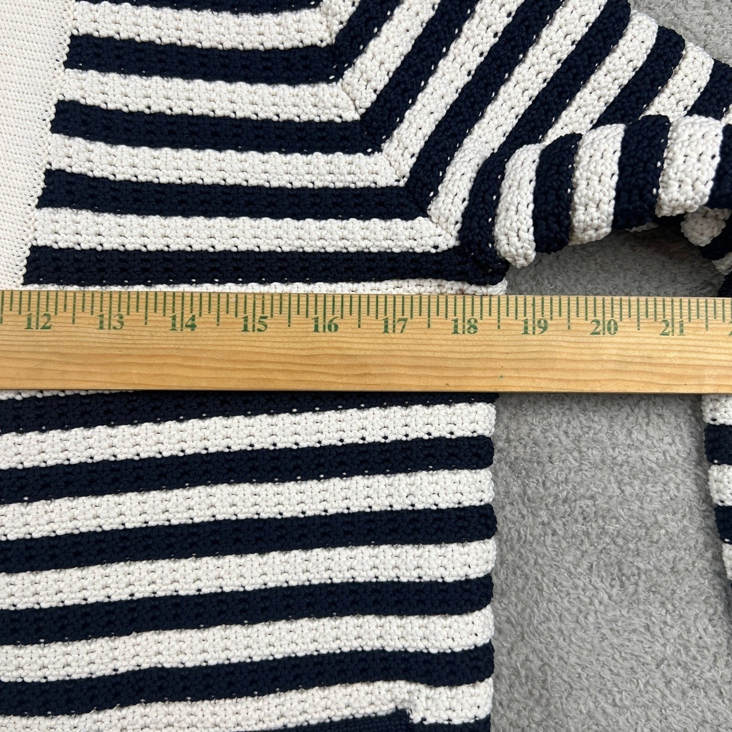 Sailor Chic Nautical Chunky Knit Striped V-Neck Sweater Talbot's Women's Medium