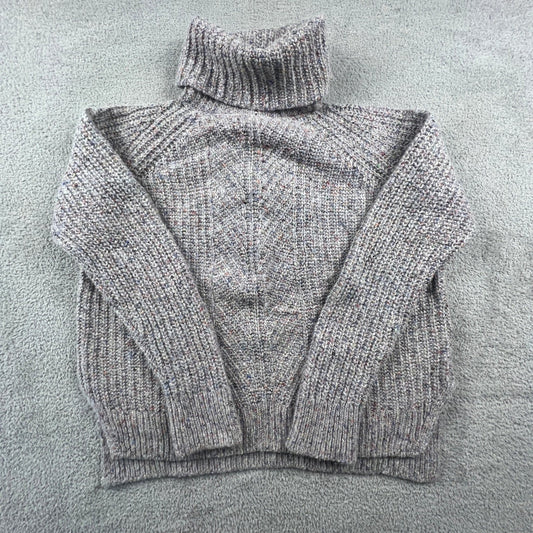 Madewell Womens Turtleneck Sweater Grey Confetti Marl Silk Wool Blend Comfy Cozy