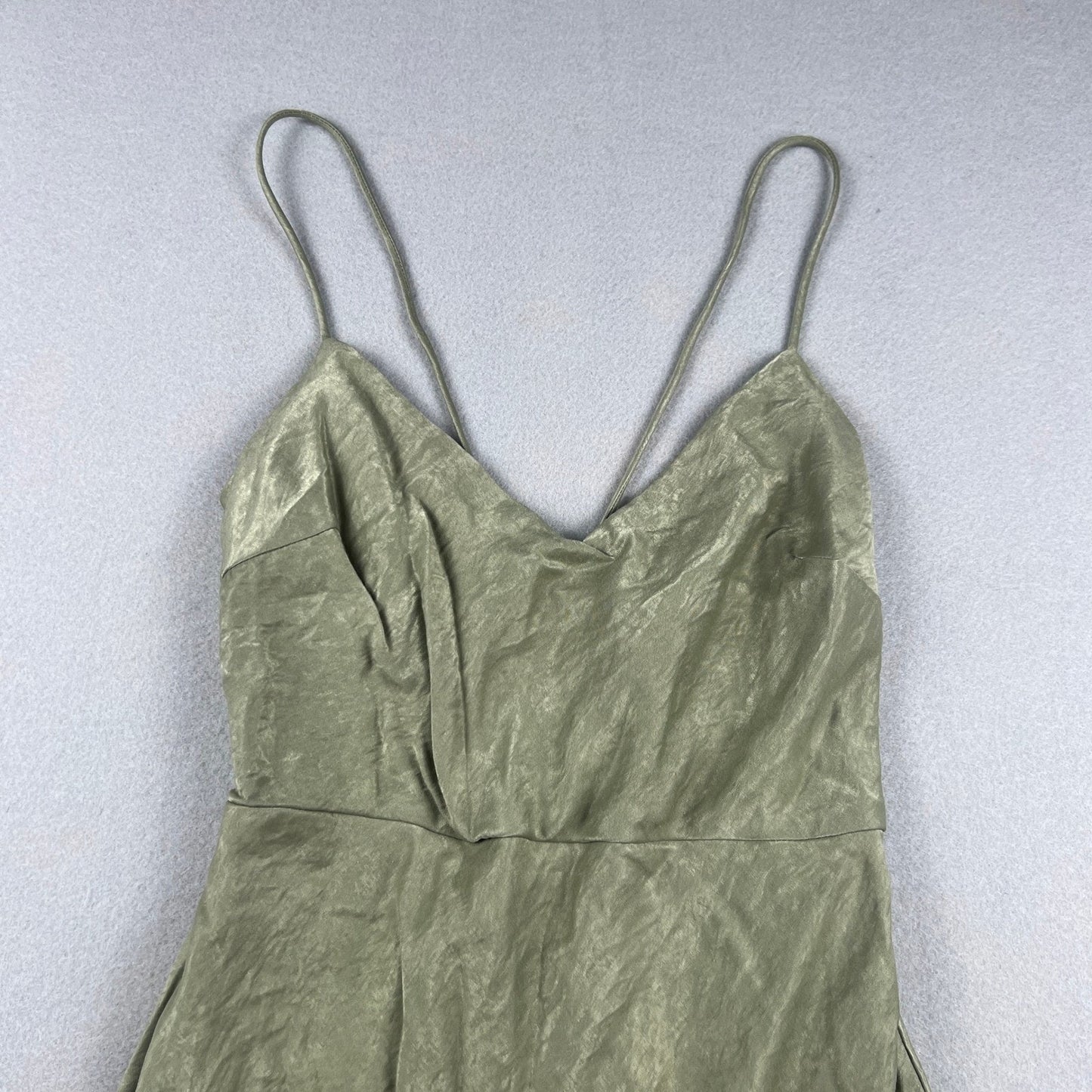 Hello Molly Satin Maxi Dress XS Sage Green Formal Cocktail Wedding Bridal