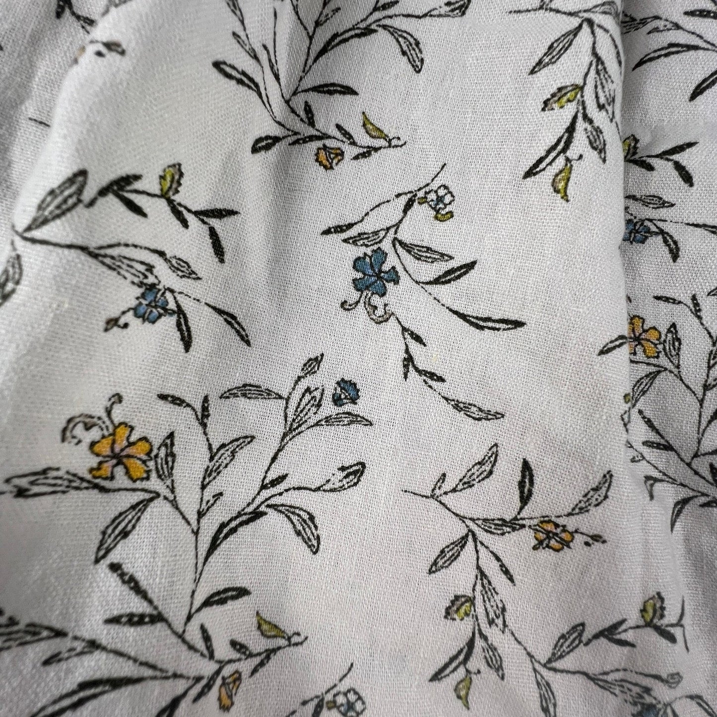 Floral Midi Dress Womens XS White Linen Blend Summer Casual Universal Thread