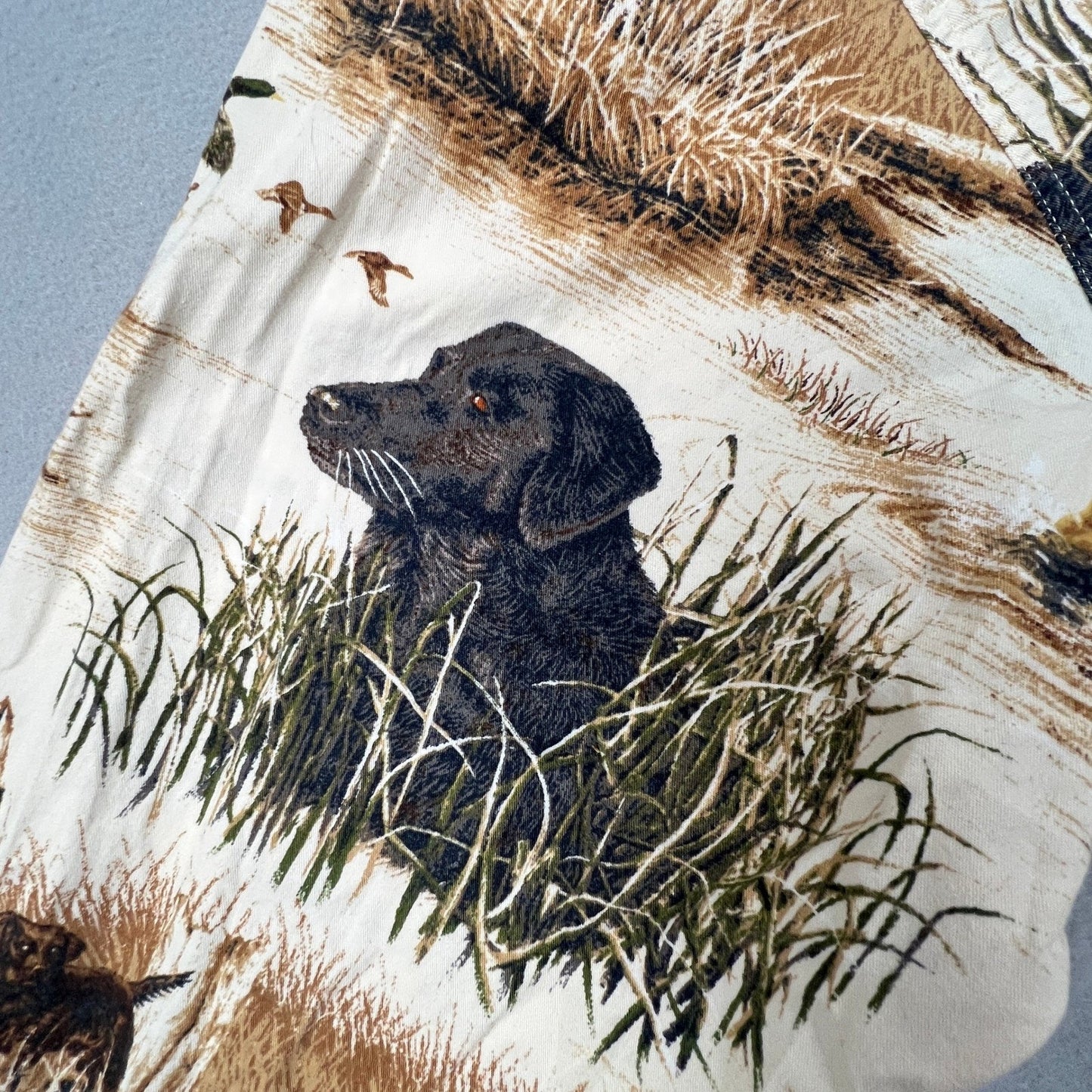 North River Hunting Dog Shirt Mens XL Beige Duck Lab Retriever All Over Print