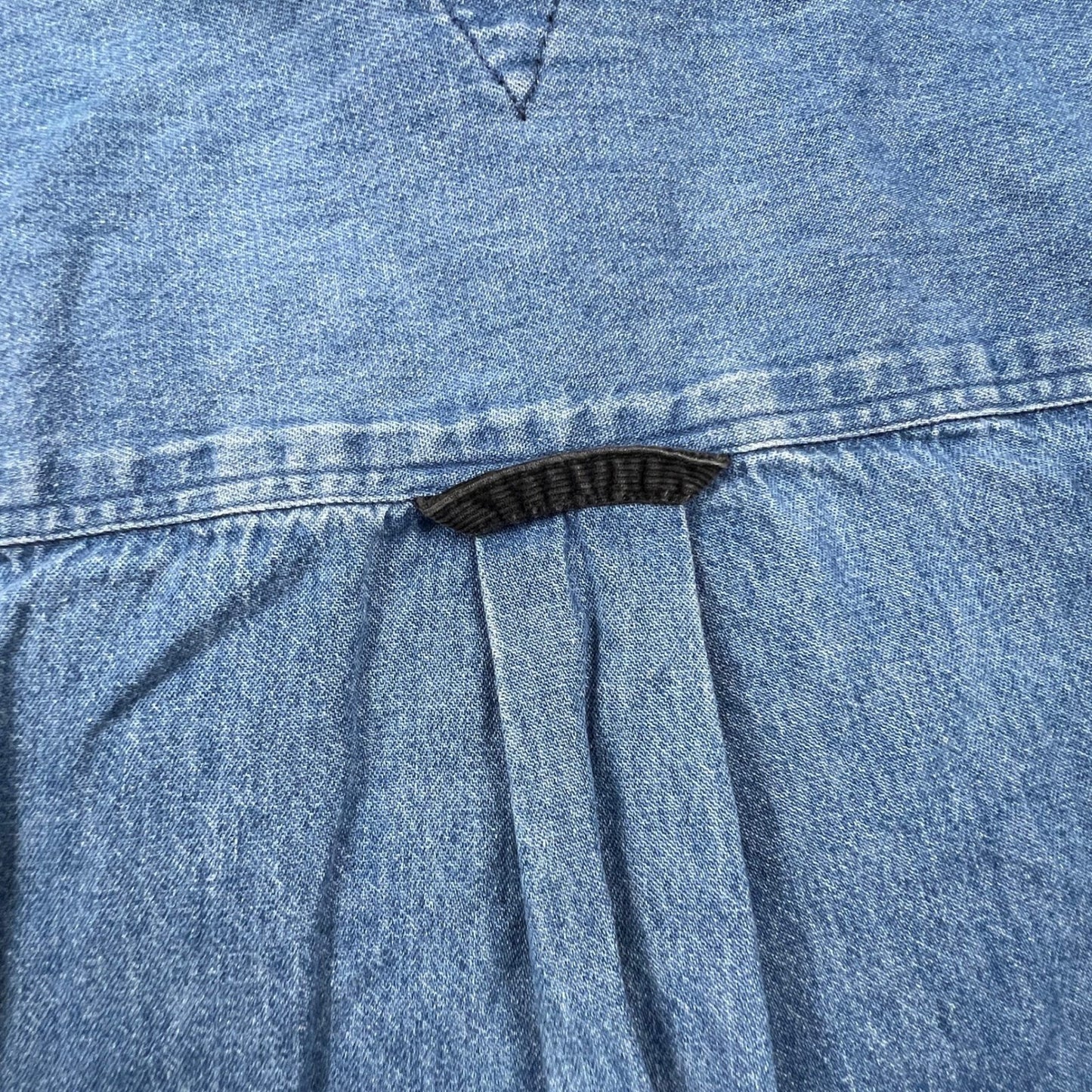 VTG Tommy Hilfiger Denim Shirt Womens Medium Blue Corduroy Pocket Plaid Trim