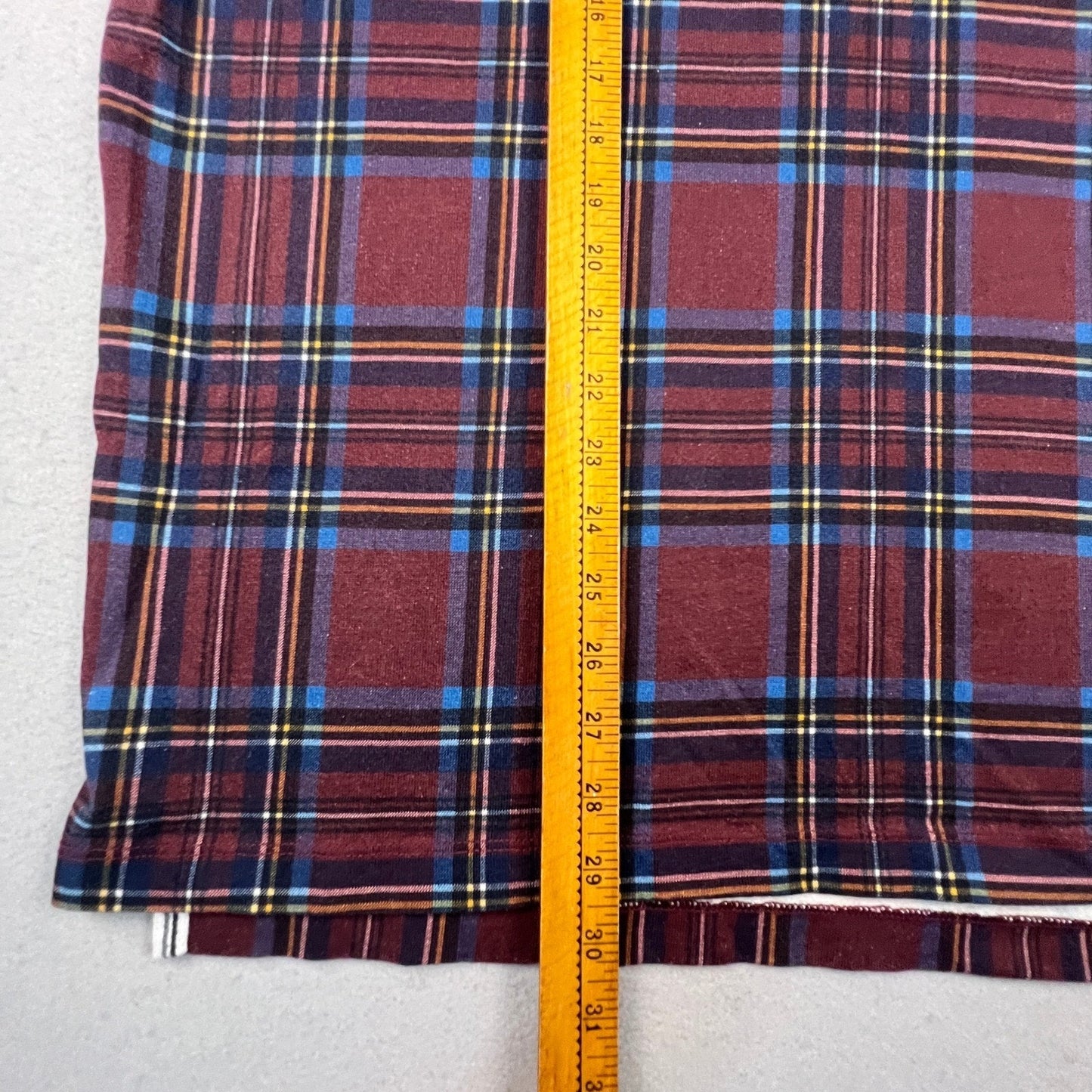 Lands' End Rugby Shirt Mens XL Burgundy Plaid Long Sleeve Cotton Preppy Classic
