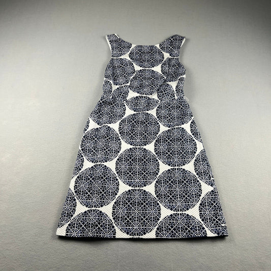 Mod Mini Dress Blue White Geometric Pique Sheath Size 0 Classy Wedding Resort
