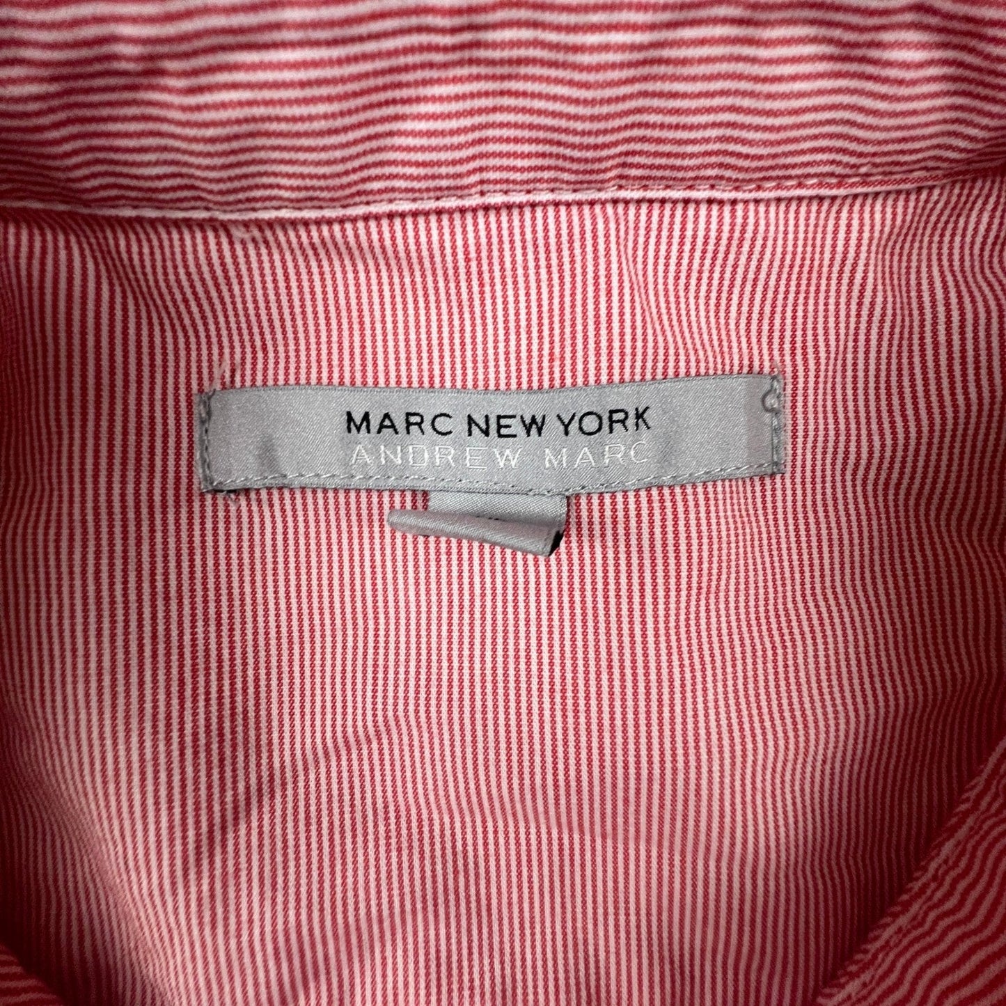 VTG Marc New York Button Down Womens XL Red Stripe Lace Trim Preppy Chic