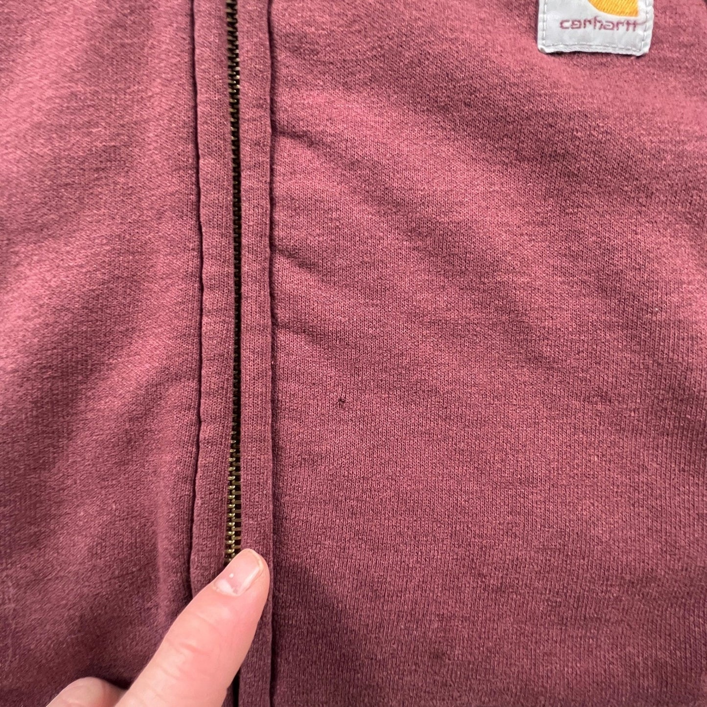 Carhartt Sherpa Lined Hoodie Mens 2XL Tall Burgundy Full Zip Workwear Sweatshirt