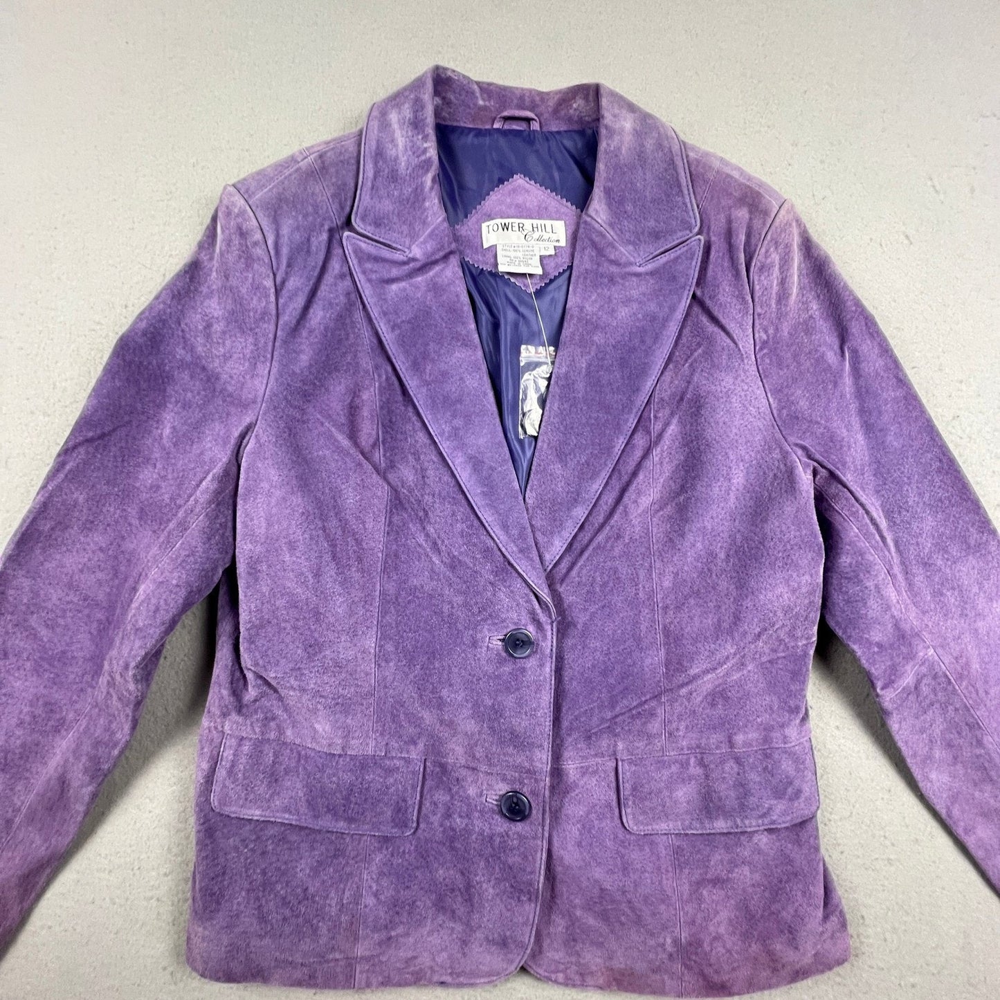 Tower Hill Collection Suede Blazer Women 12 Purple Genuine Leather Vintage Coat