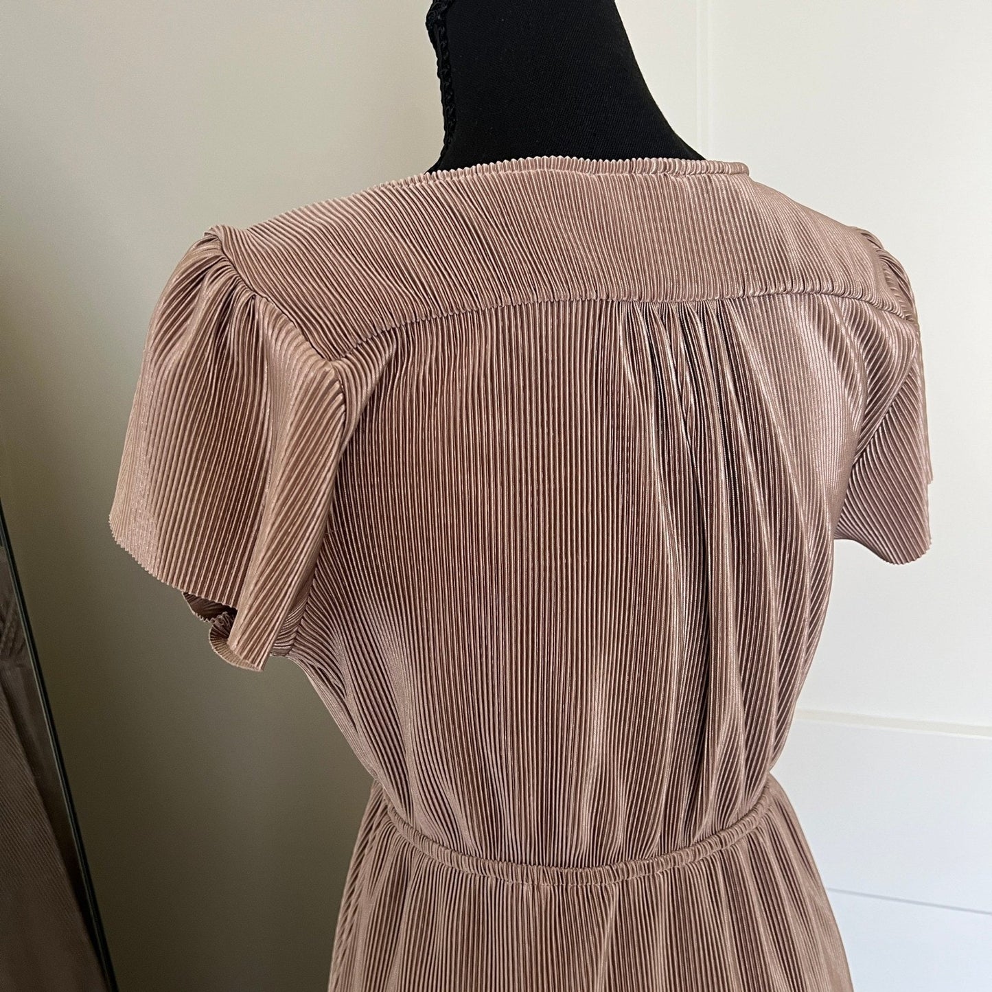 Baltic Born Maxi Dress Women S Taupe Pleated Wrap V-Neck Formal Gown Bridal