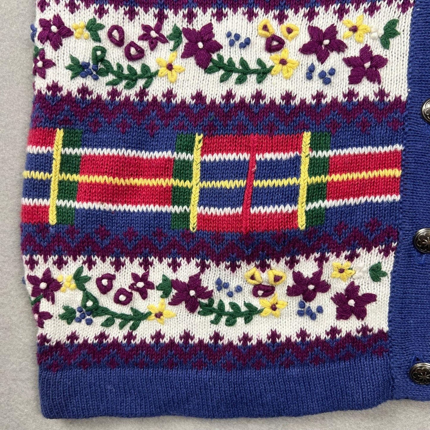 VTG 90s Christopher & Banks Sweater Vest S Embroidered Grandmacore Floral Knit