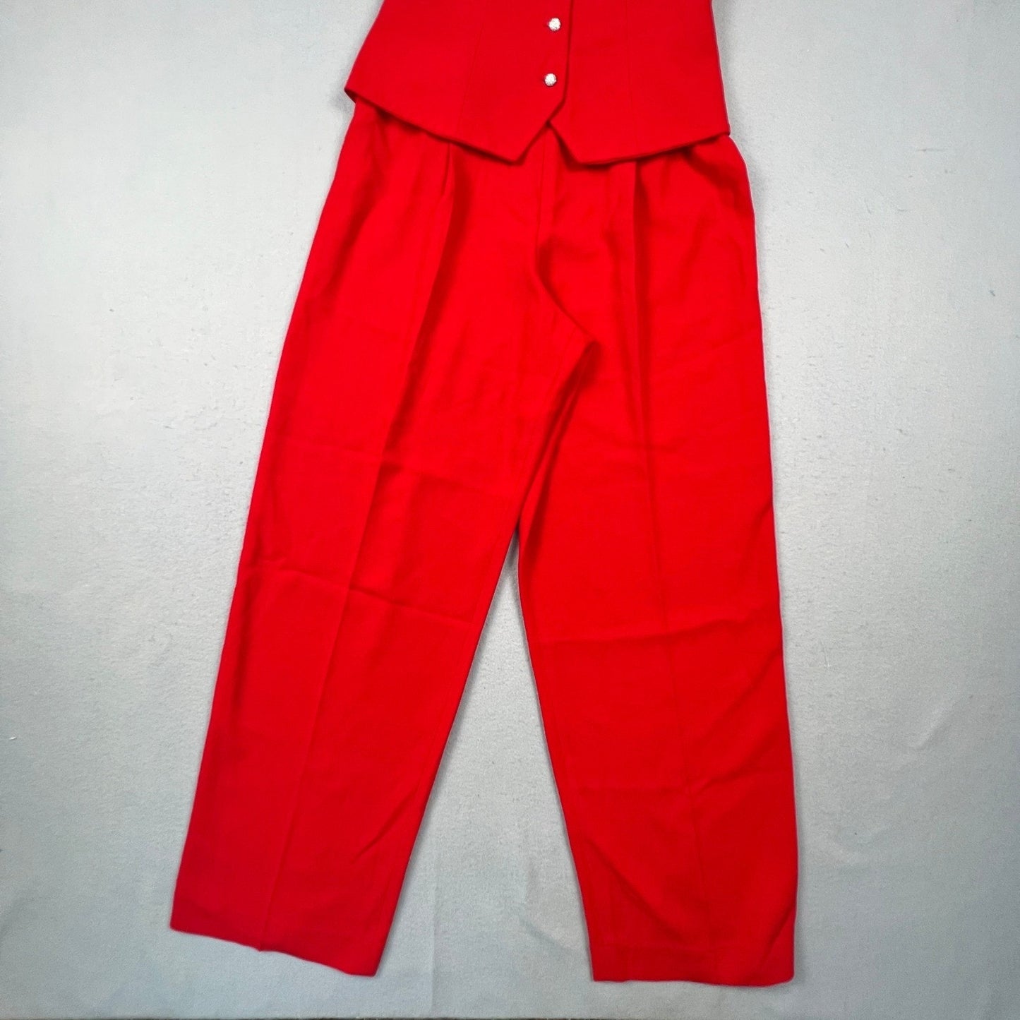 NWT VTG 90s Kenar Jumpsuit Set Women 4 Red 2 Piece Vest Pants Rhinestone