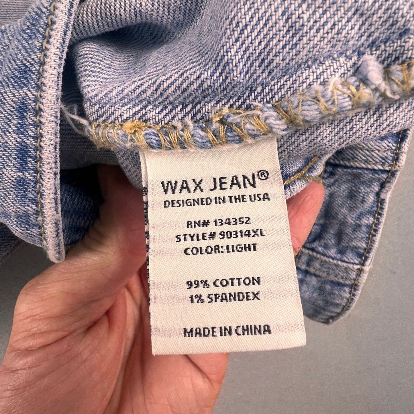 Wax Jean Denim Vest Women 3XL Blue Distressed Cropped Jean Jacket Sleeveless