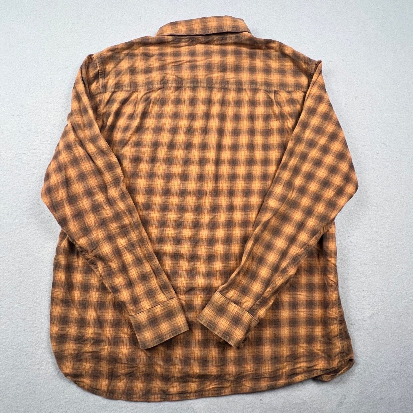 REI Co-op Flannel Shirt Mens Large Orange Brown Plaid Cotton Hiking Outdoor F20
