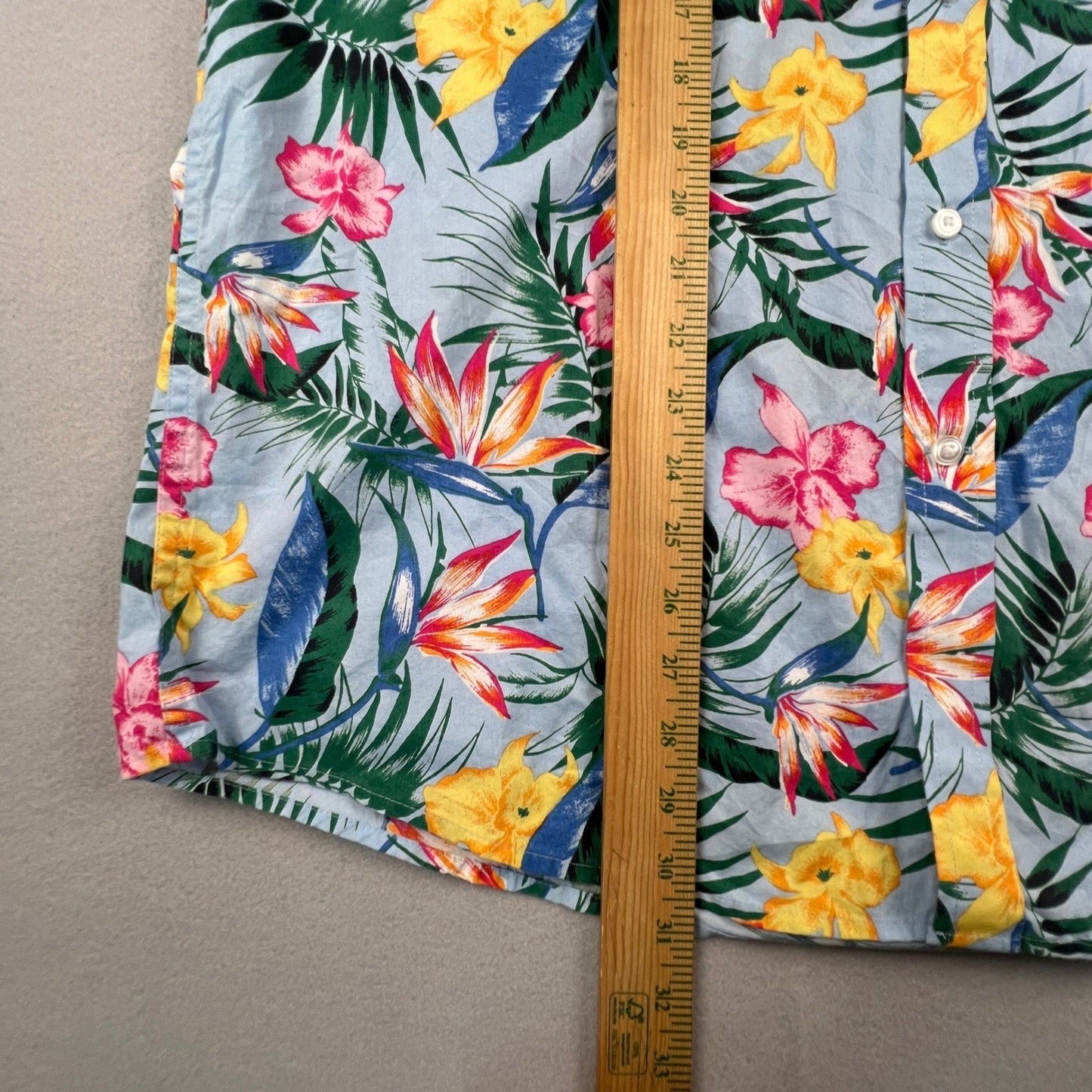 Club Room Button Down Shirt Mens XL Blue Floral Tropical Hawaiian Summer Beach