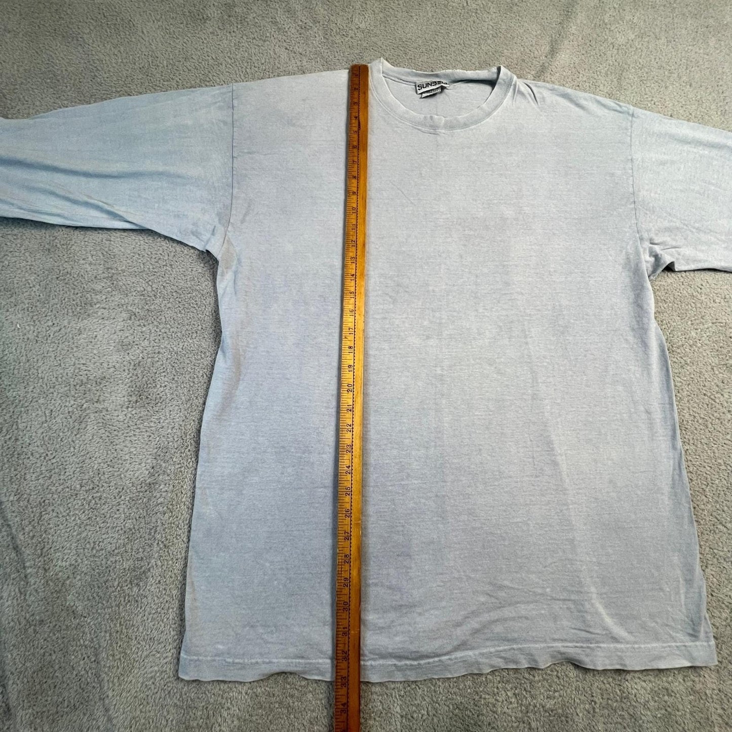 Vintage Sunbelt T-Shirt Mens XL Made in USA 90s 100% Cotton L/S Light Blue