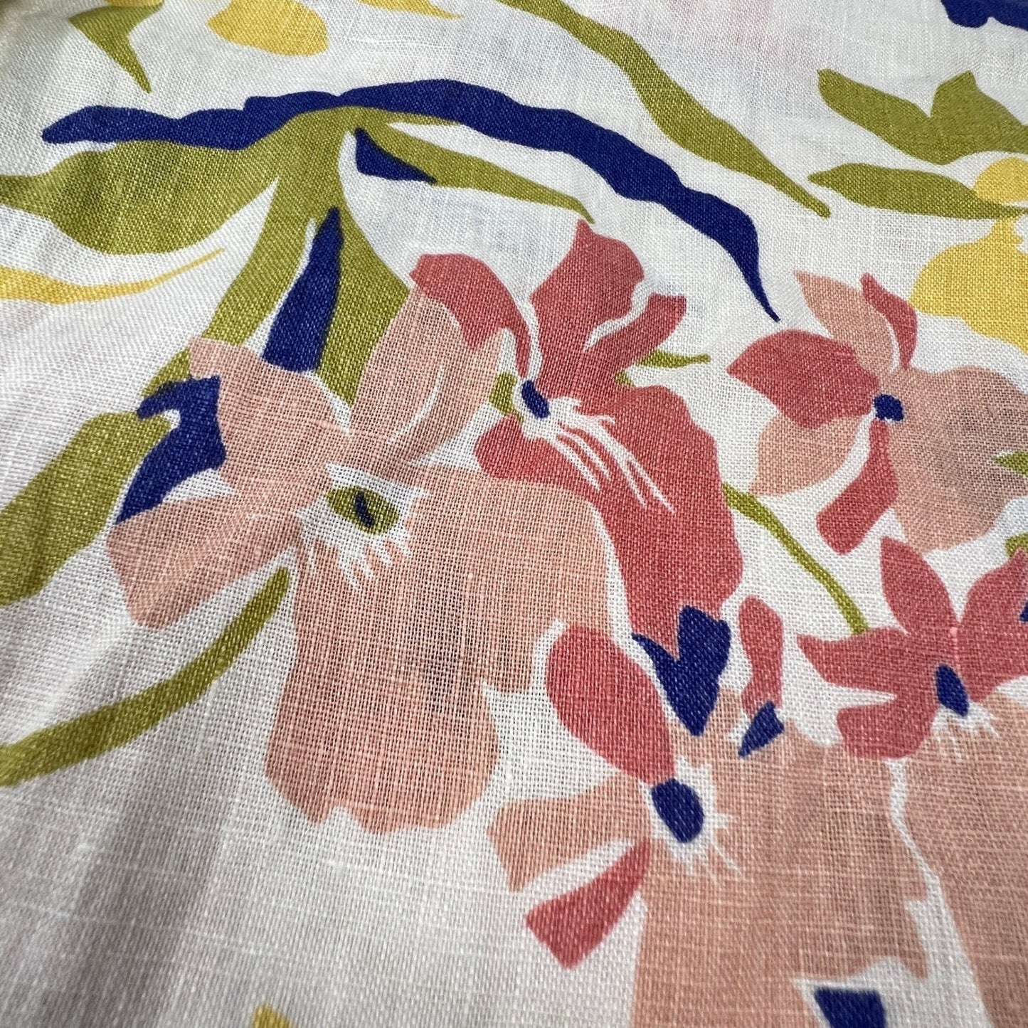 Lauren Ralph Lauren Button Down Shirt Womens XS Multi Floral 100% Linen Tropical