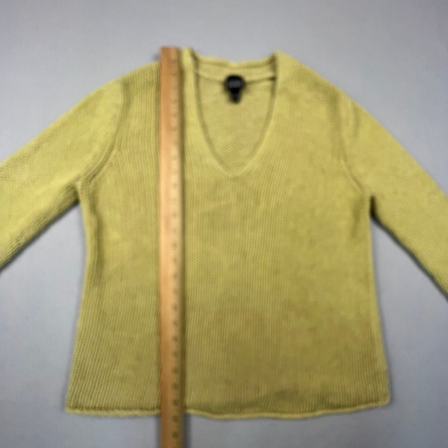 Eileen Fisher V-Neck Sweater Womens L Green Wool Alpaca Knit Pullover Minimalist