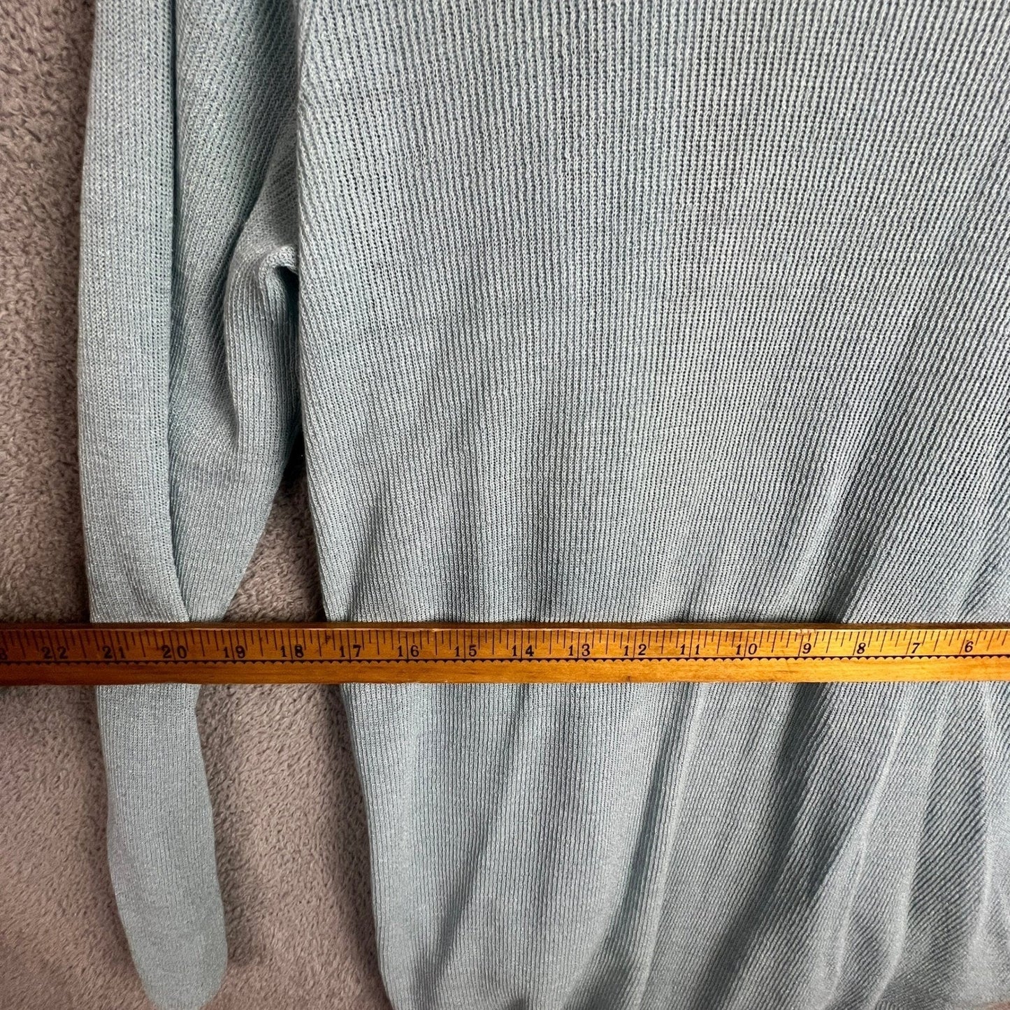 Eileen Fisher Cardigan Sweater XL Linen Blend Ribbed Open Front Lt Blue