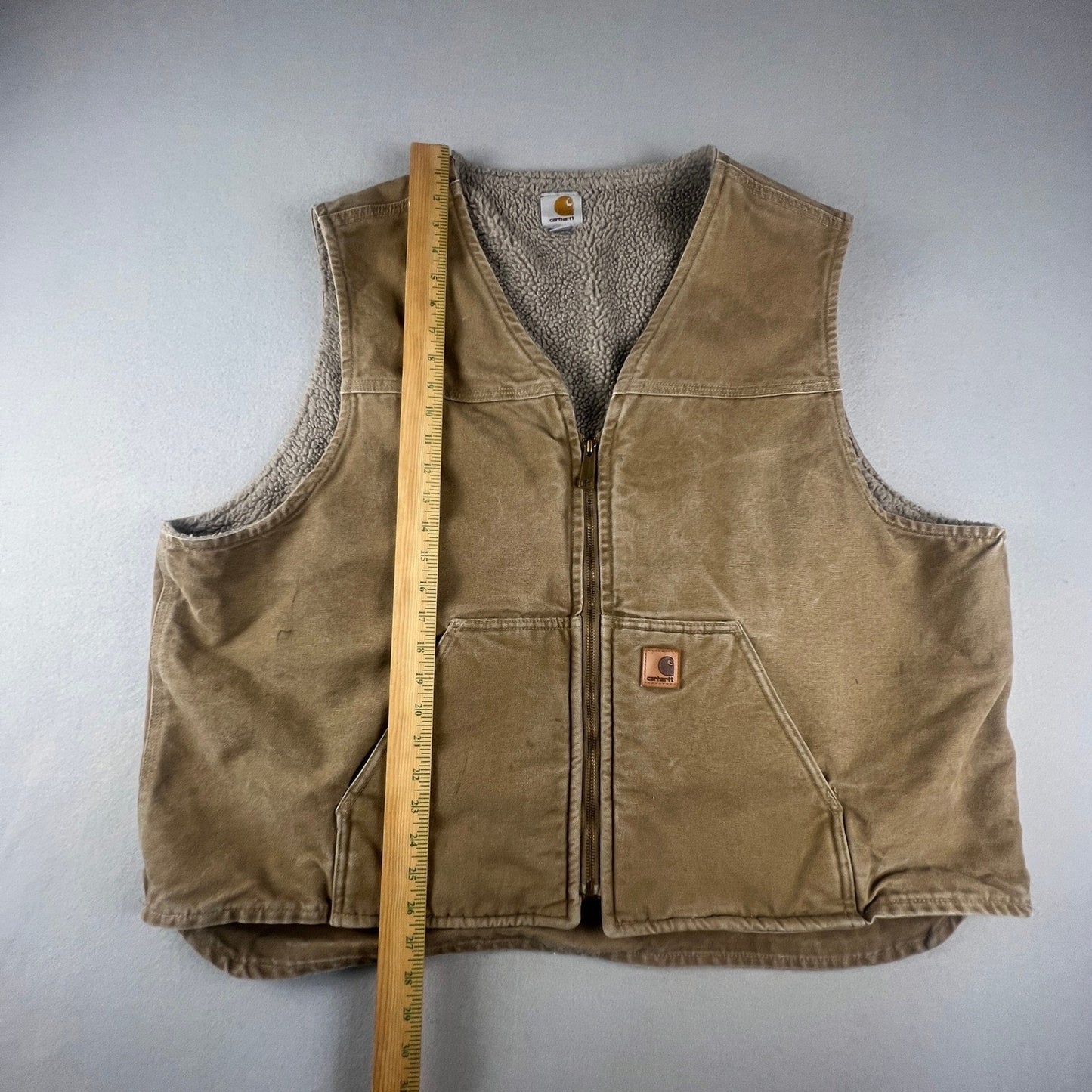 Carhartt V26 FRB Sandstone Duck Vest Mens 3XL Brown Sherpa Lined Workwear Artist