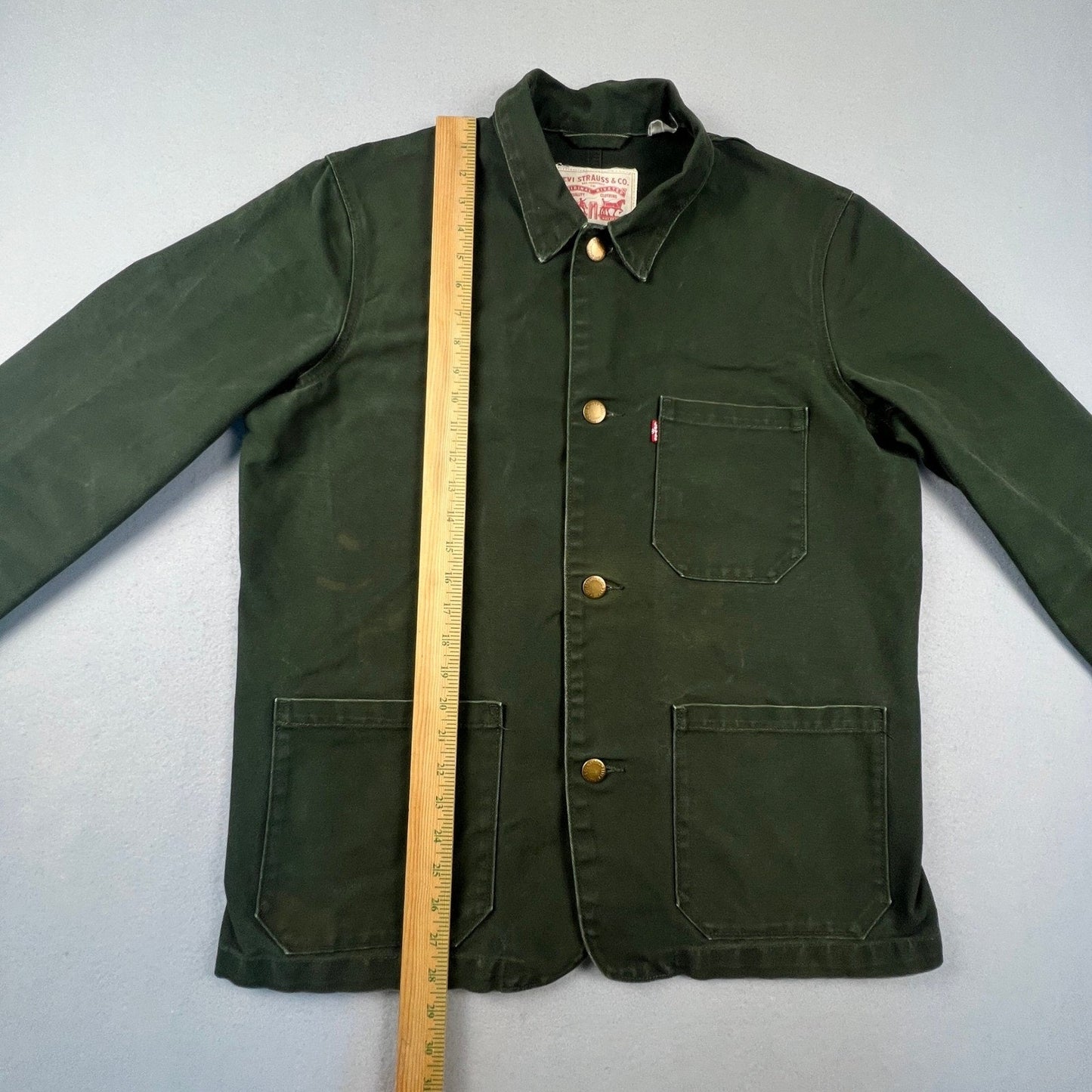 Levi's Chore Coat Men Large Green Canvas Utility Jacket Workwear Chore Coat