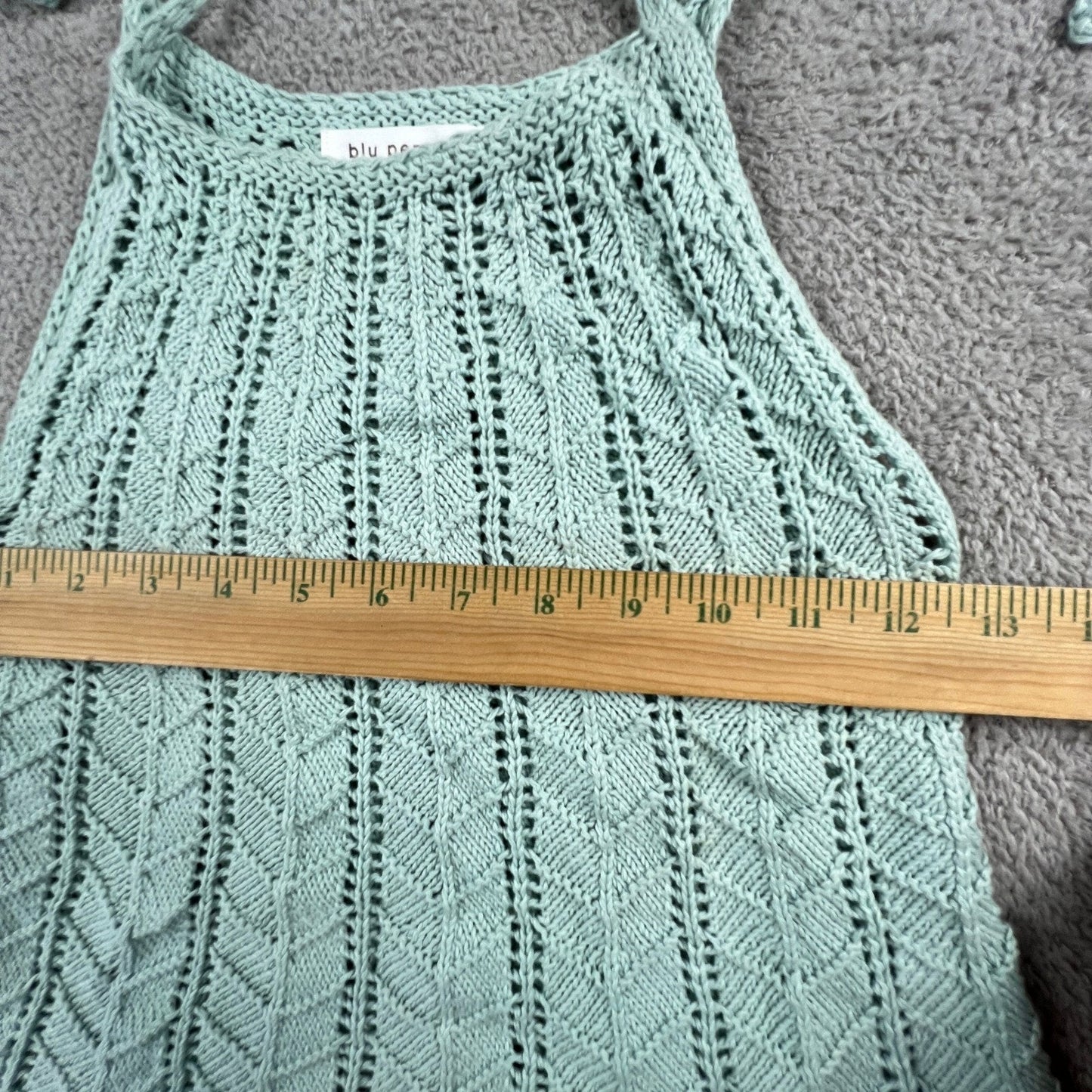 Crochet Knit Halter Top Womens Small Mint Green Boho Festival Blu Pepper