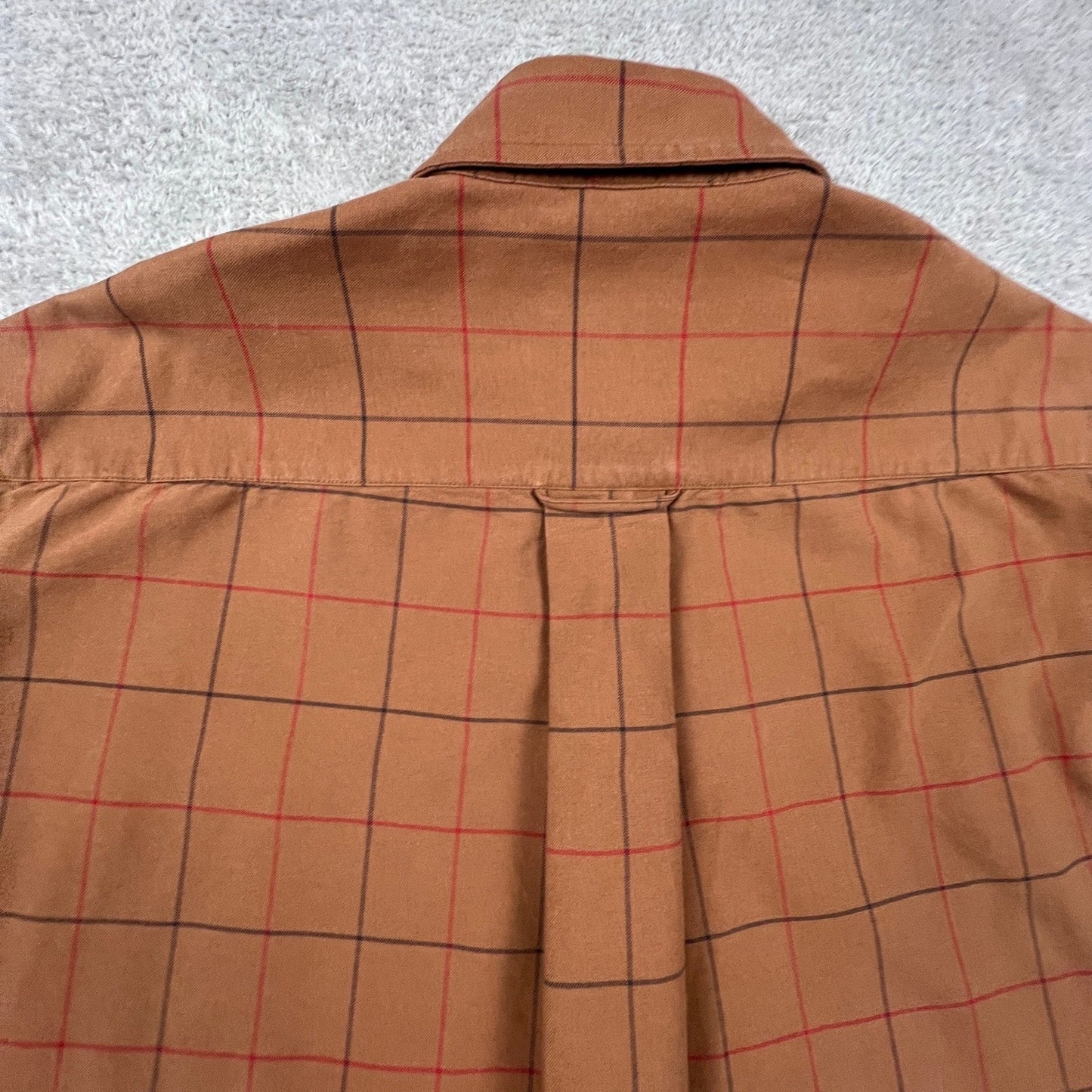 Orvis Button Down Shirt Mens L Brown Windowpane Plaid Cotton Outdoor Casual VTG