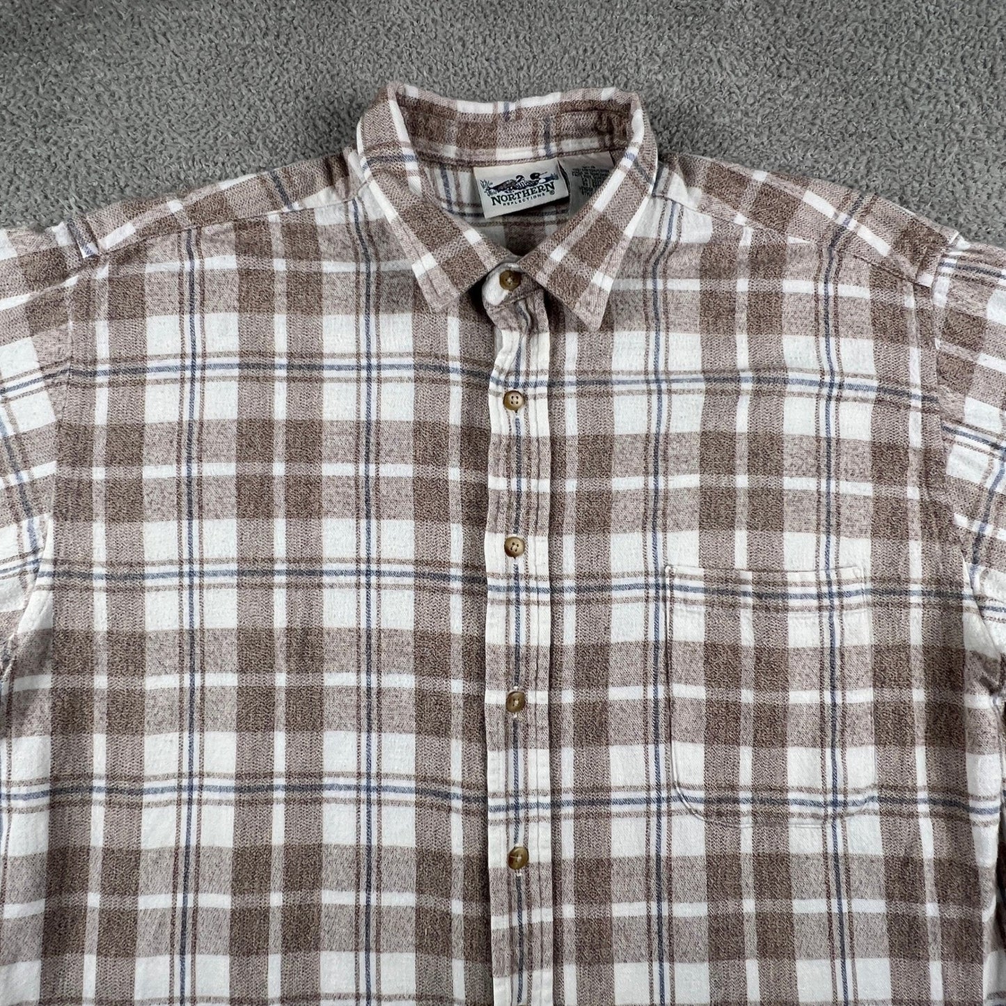 VTG Northern Reflections Flannel Shirt Mens L Plaid Cotton Button Up Gorpcore