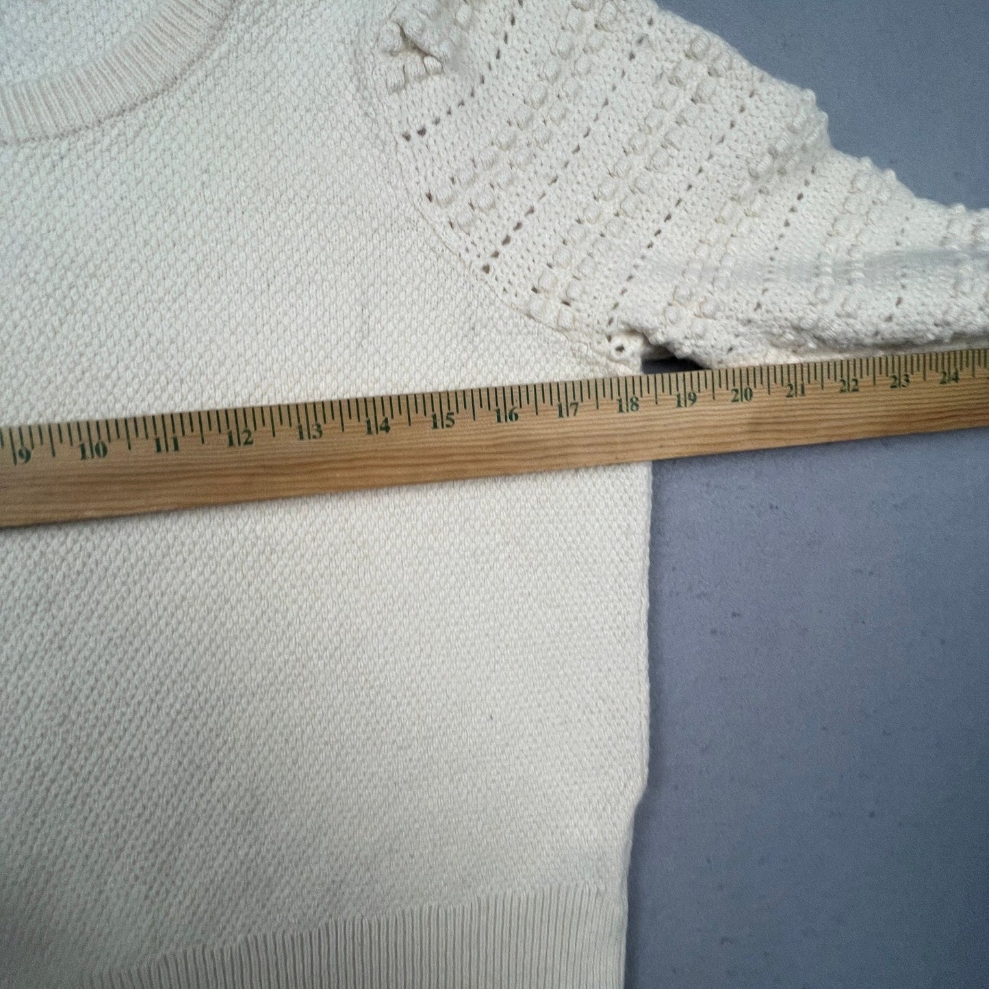 Madewell Sweater Womens Medium Cream Puff Sleeve Bobble Knit Merino Blend Boho