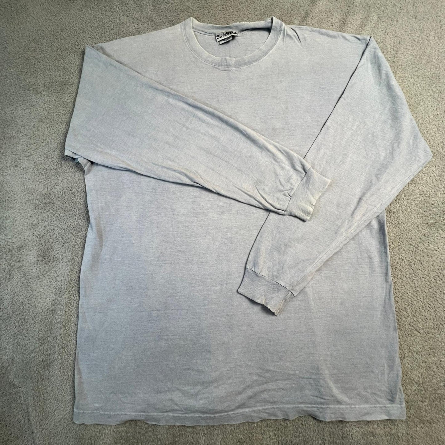 Vintage Sunbelt T-Shirt Mens XL Made in USA 90s 100% Cotton L/S Light Blue