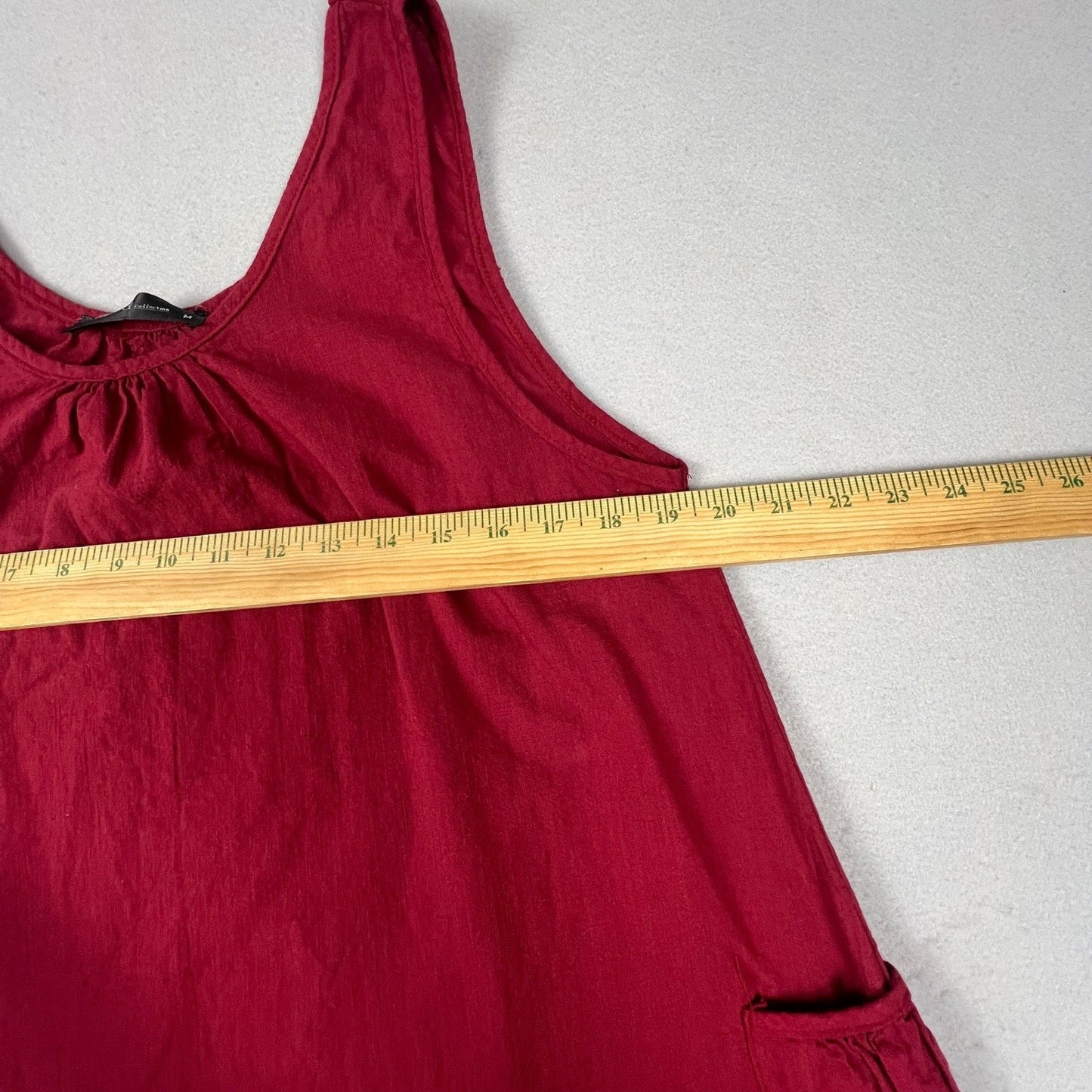 Zanzea Maxi Dress Womens M Red Sleeveless Cotton Blend Boho Lagenlook Pocket