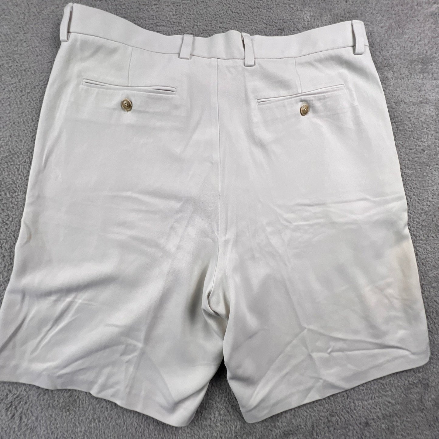 Tommy Bahama Silk Shorts Mens 36 White Relax Flat Front Tropical Beach Casual