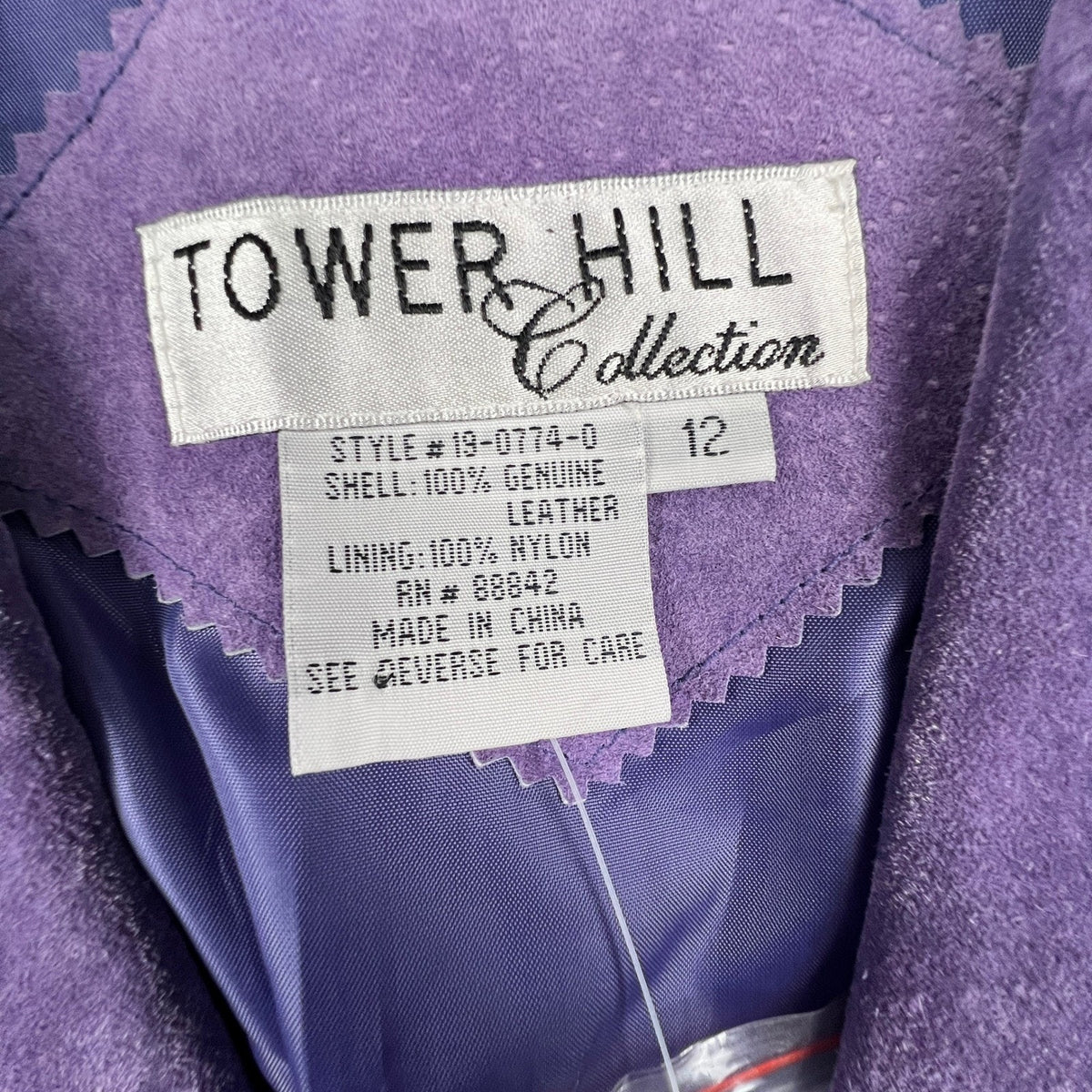 Tower Hill Collection Suede Blazer Women 12 Purple Genuine Leather Vintage Coat